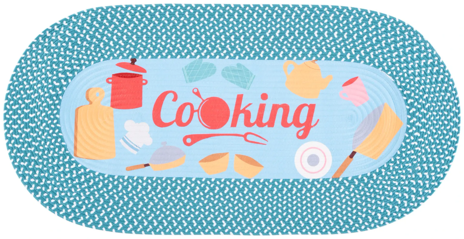 Braided Posters Kitchen Utensils Hand-Woven Washable Rug