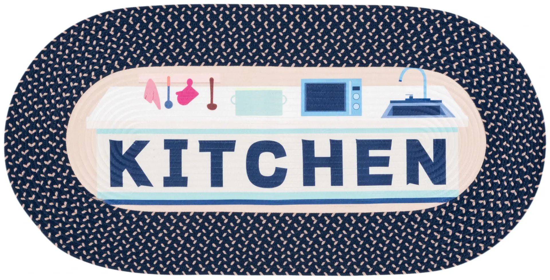 Braided Posters Kitchen Sign Hand-Woven Washable Rug