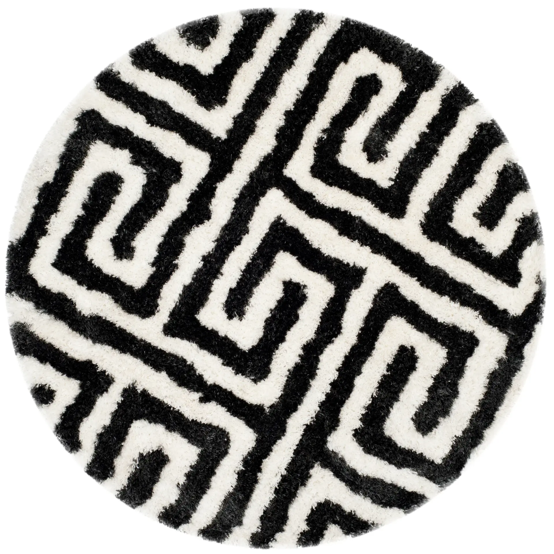 Barcelona Greek Key Hand-Tufted Shag Rug
