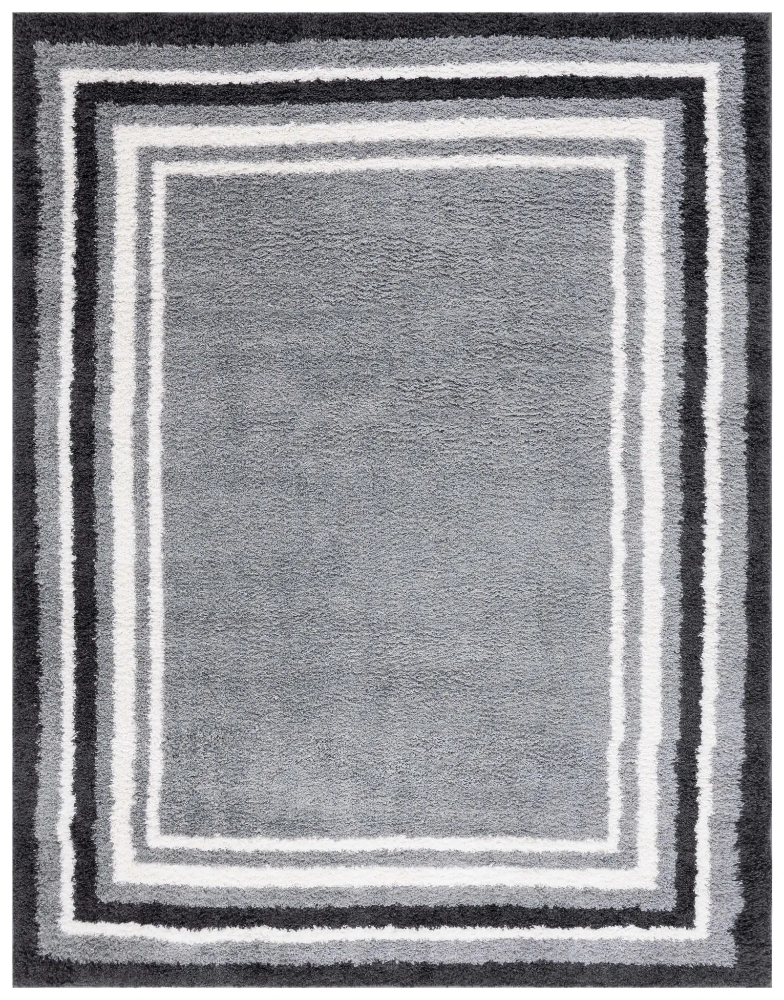 Border & Stripe Shag Concentric Border Rug