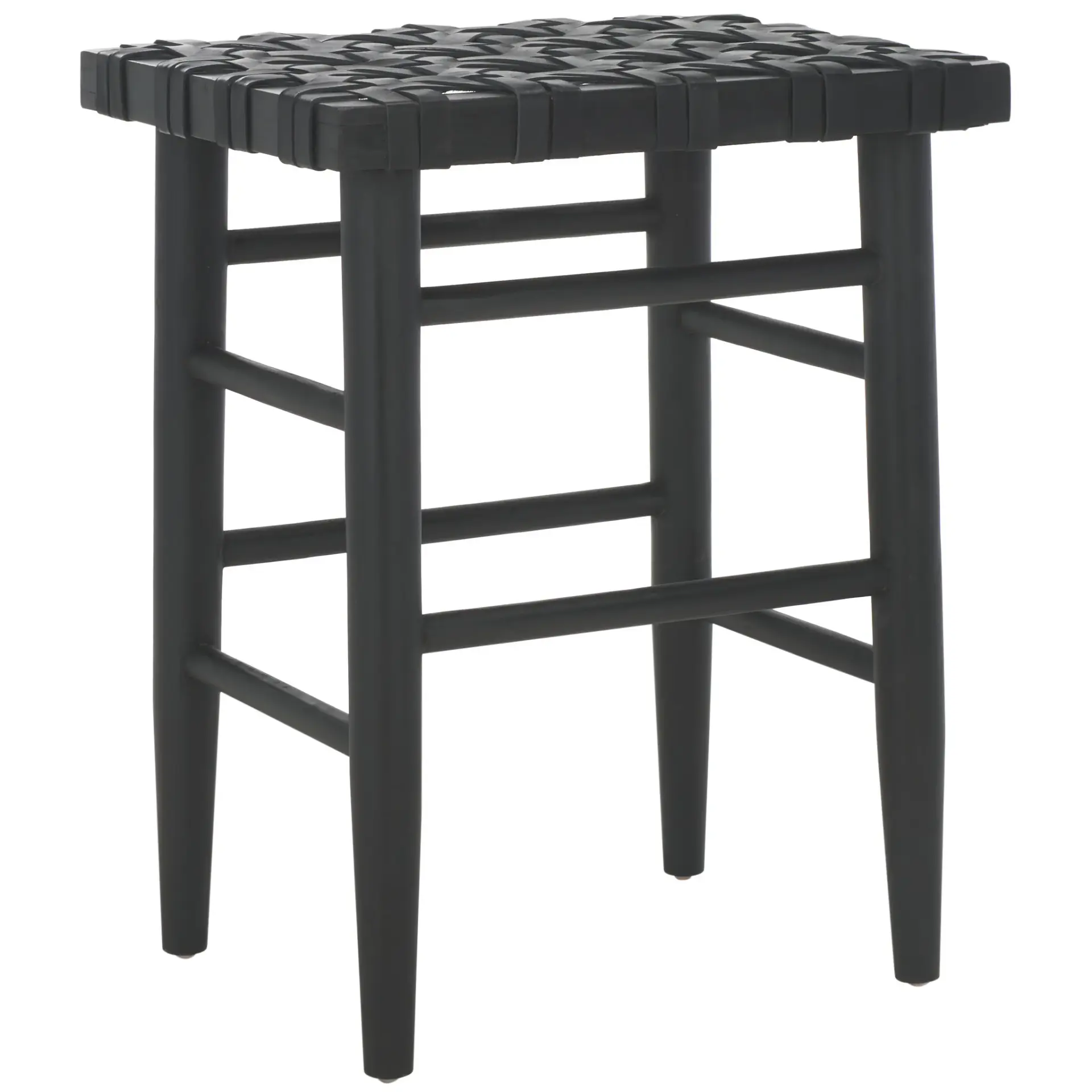 Walda Leather Woven Counter Stool