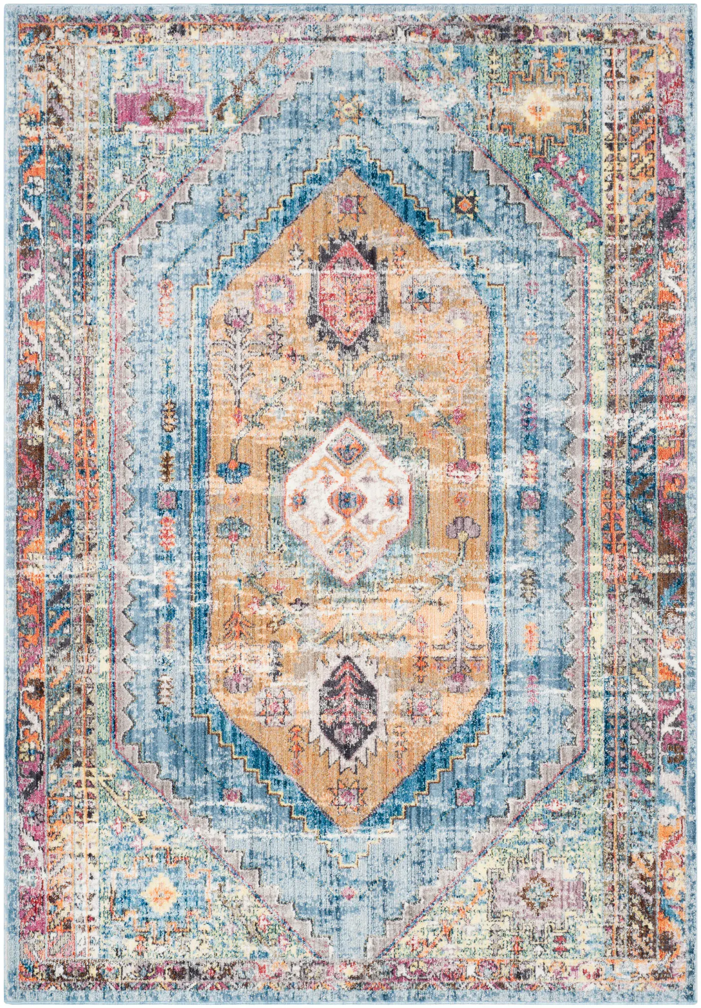 Bristol Distressed Diamond Medallion Rug