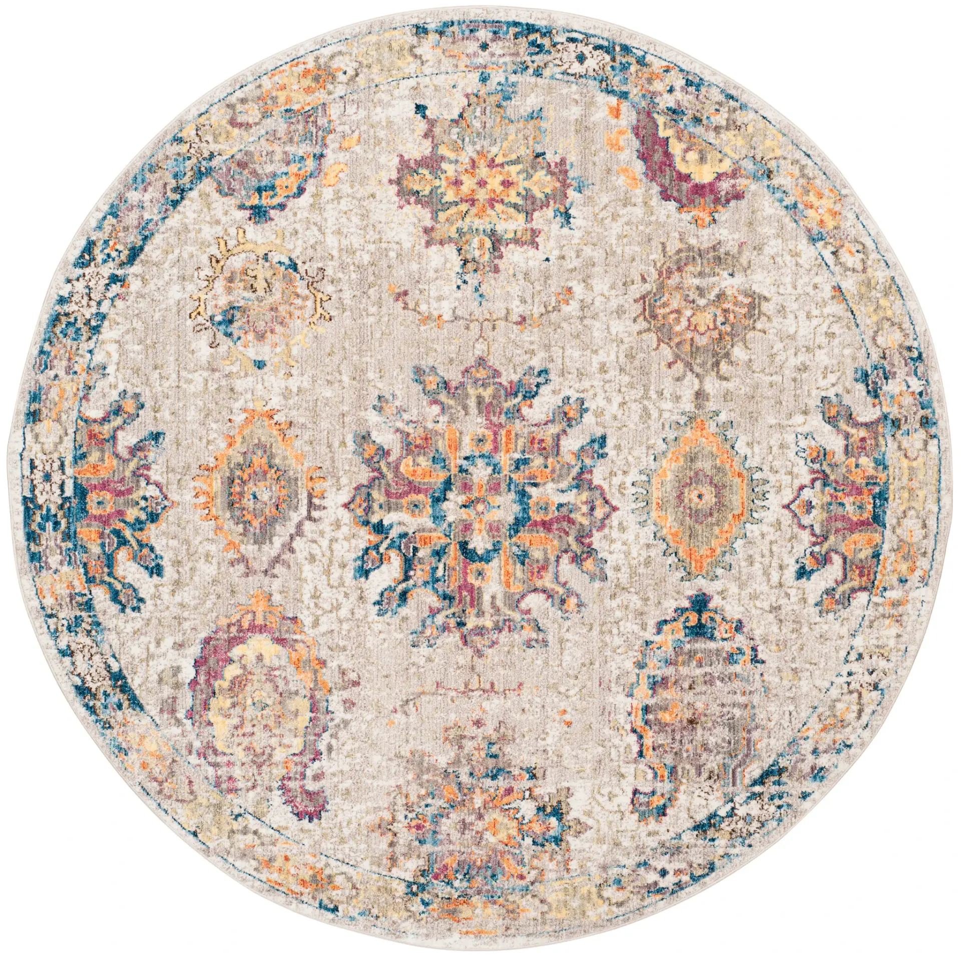 Bristol Distressed Rosette Allover Rug