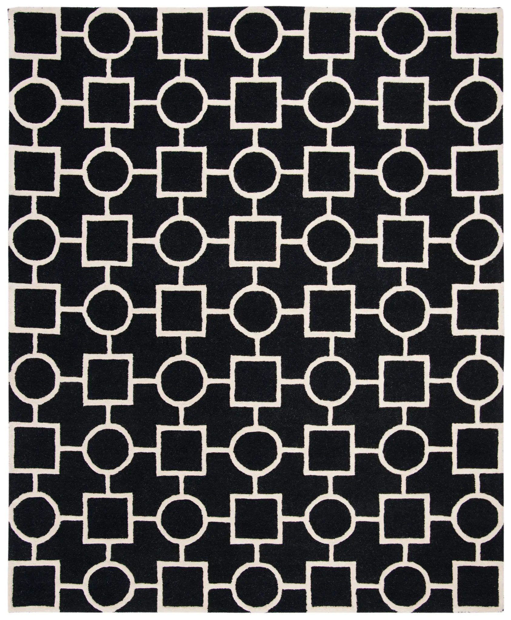 Cambridge Connected Circles And Squares Hand-Tufted Wool Rug