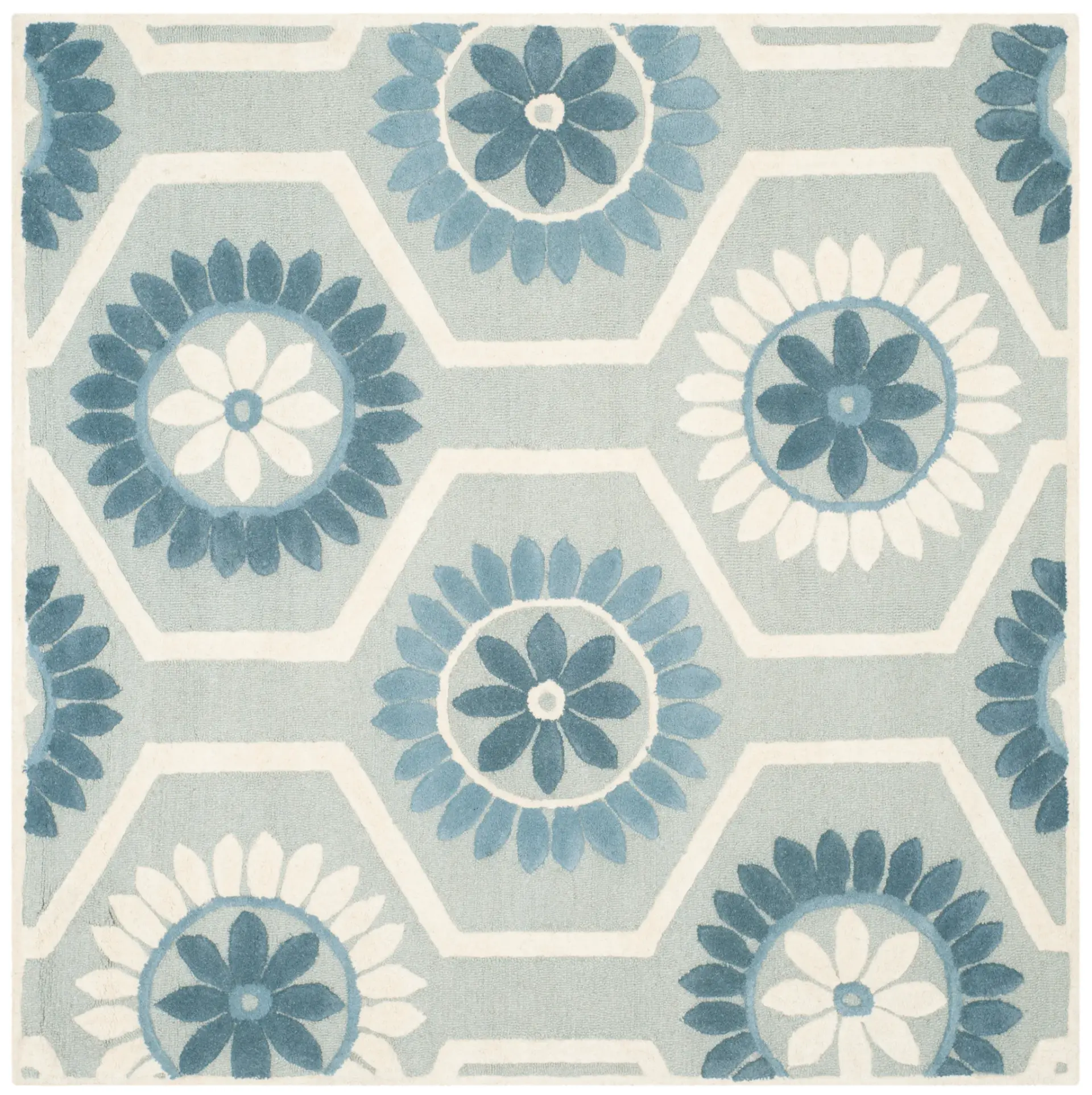 Cambridge Honeycomb Floral Hand-Tufted Wool Rug