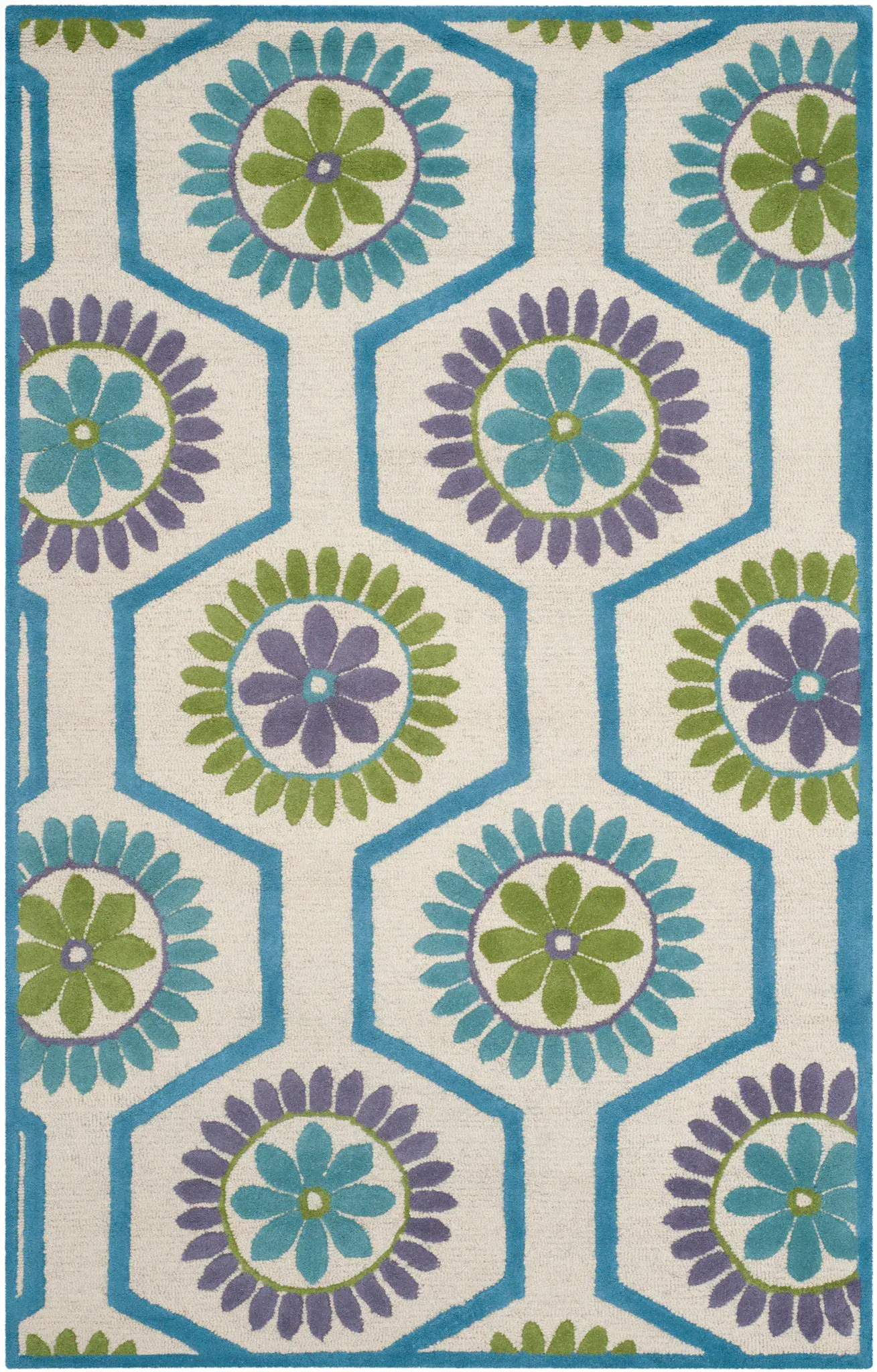 Cambridge Floral Honeycomb Hand-Tufted Wool Rug