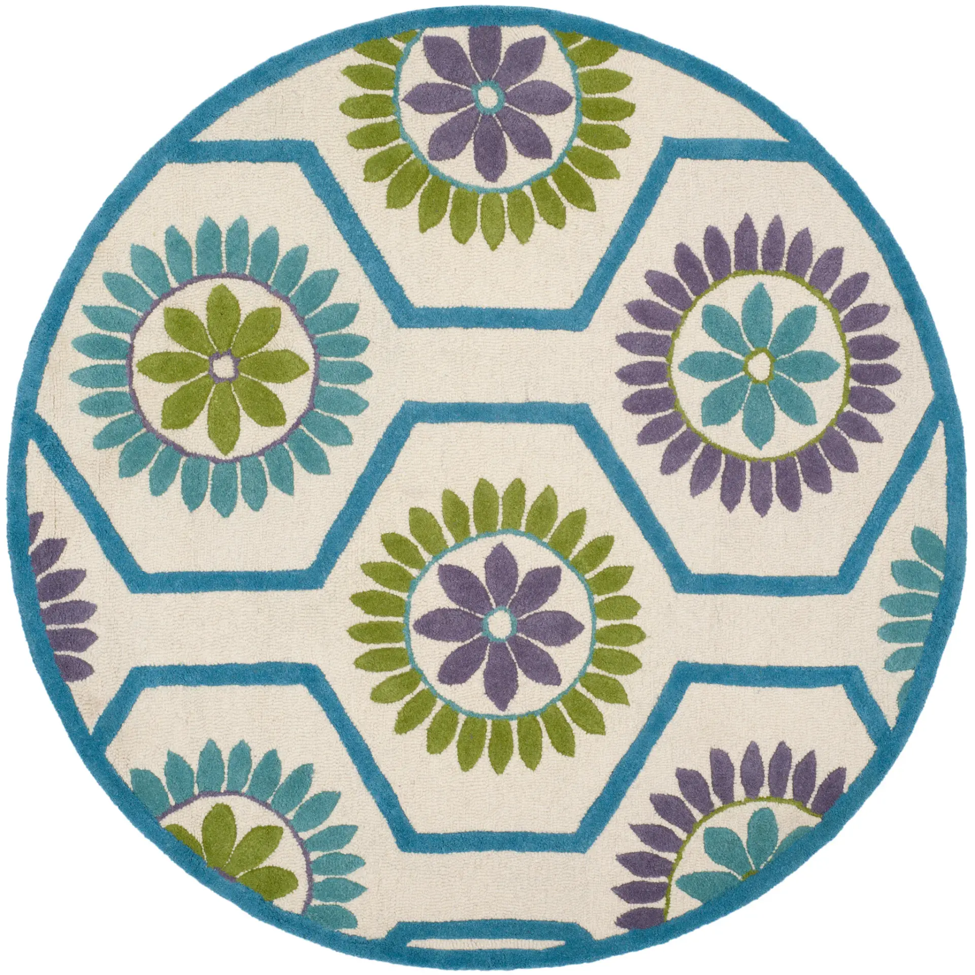 Cambridge Floral Honeycomb Hand-Tufted Wool Rug