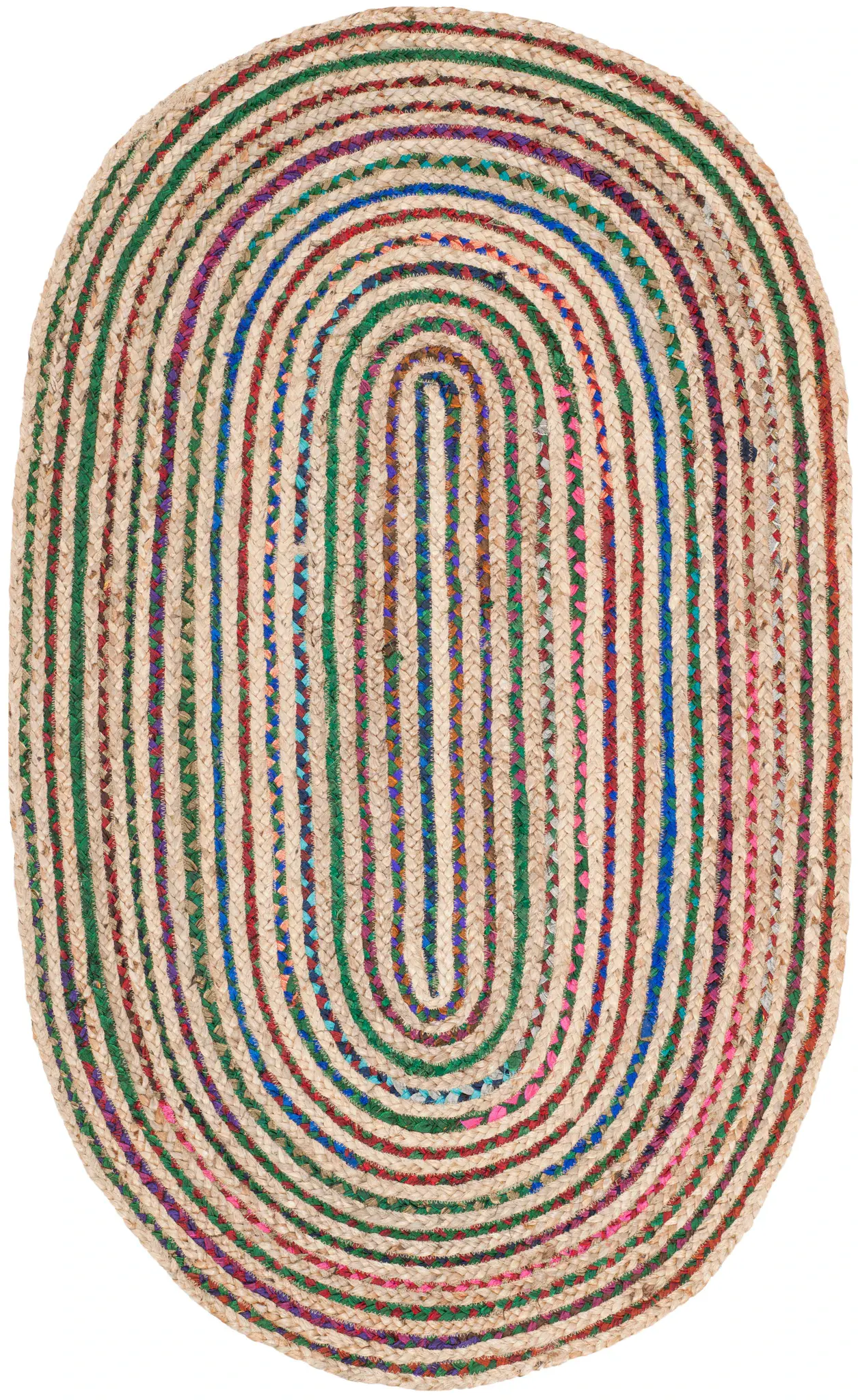 Cape Cod Concentric Stripe Hand-Woven Jute and Cotton Rug
