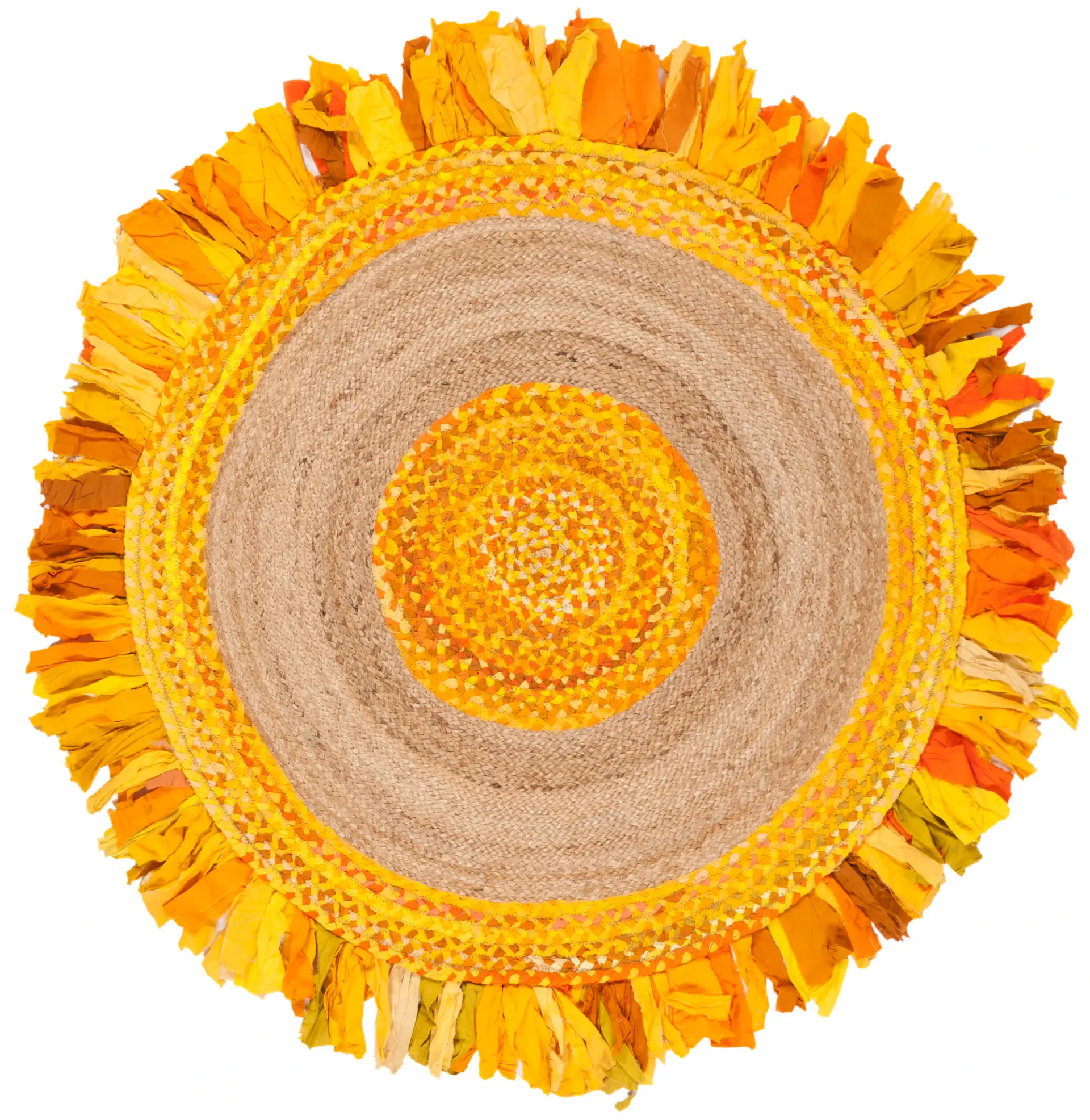 Cape Cod Concentric Band Fringe Hand-Woven Rug