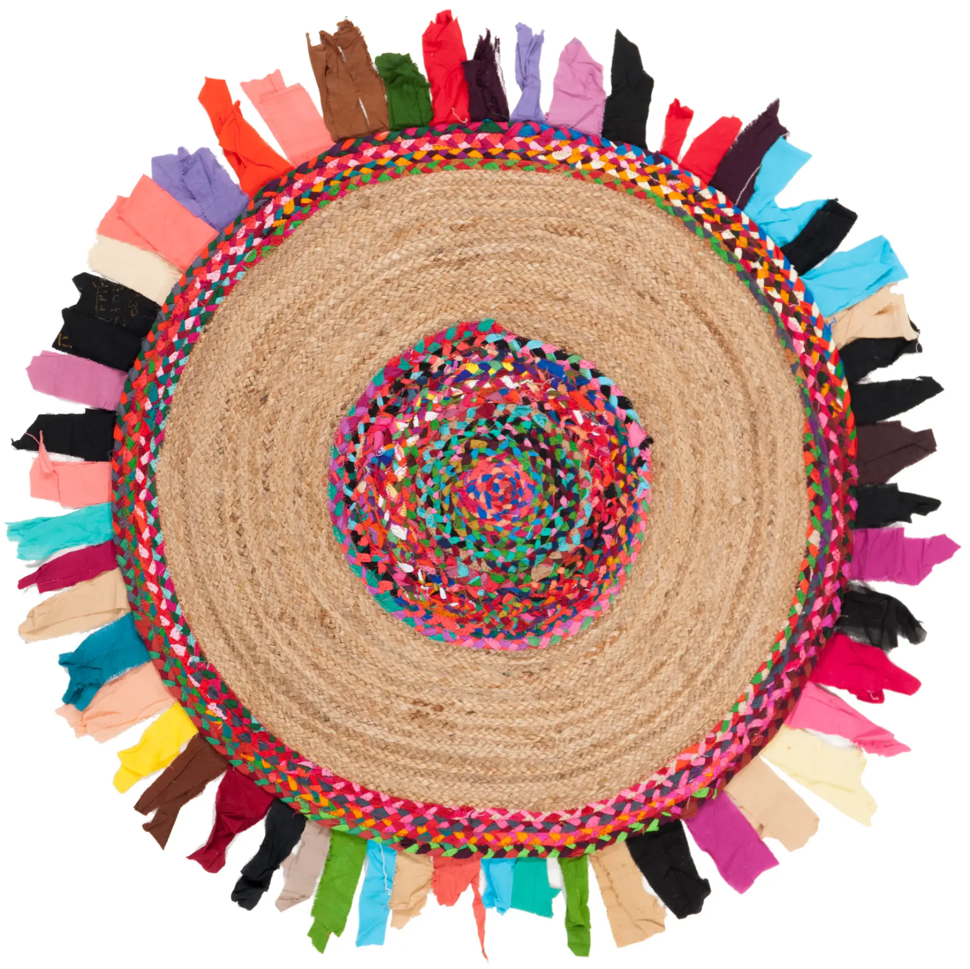 Cape Cod Concentric Band Fringe Hand-Woven Rug