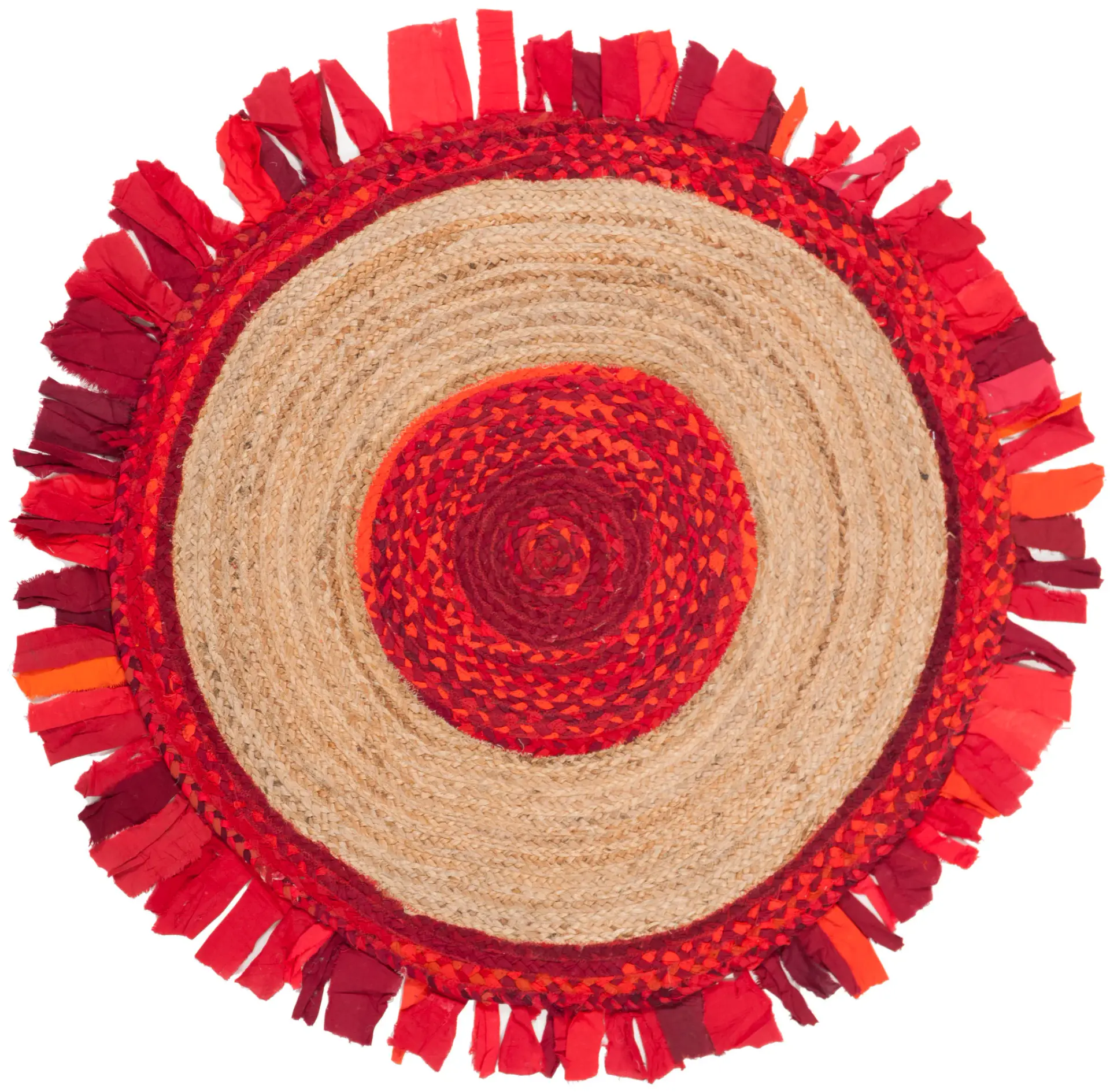 Cape Cod Concentric Band Fringe Hand-Woven Rug