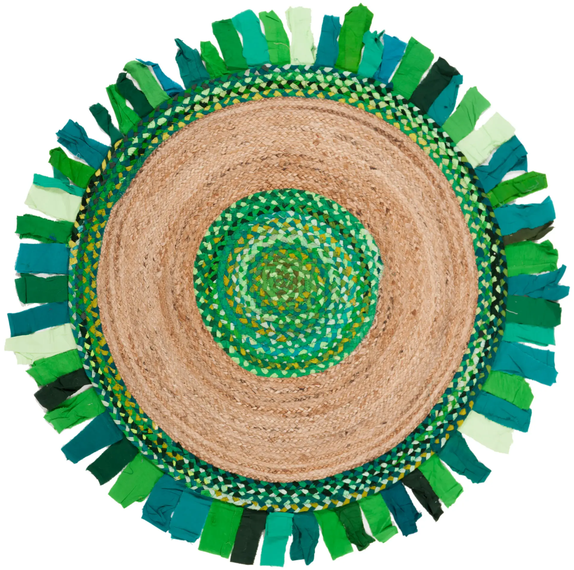 Cape Cod Concentric Band Fringe Hand-Woven Rug
