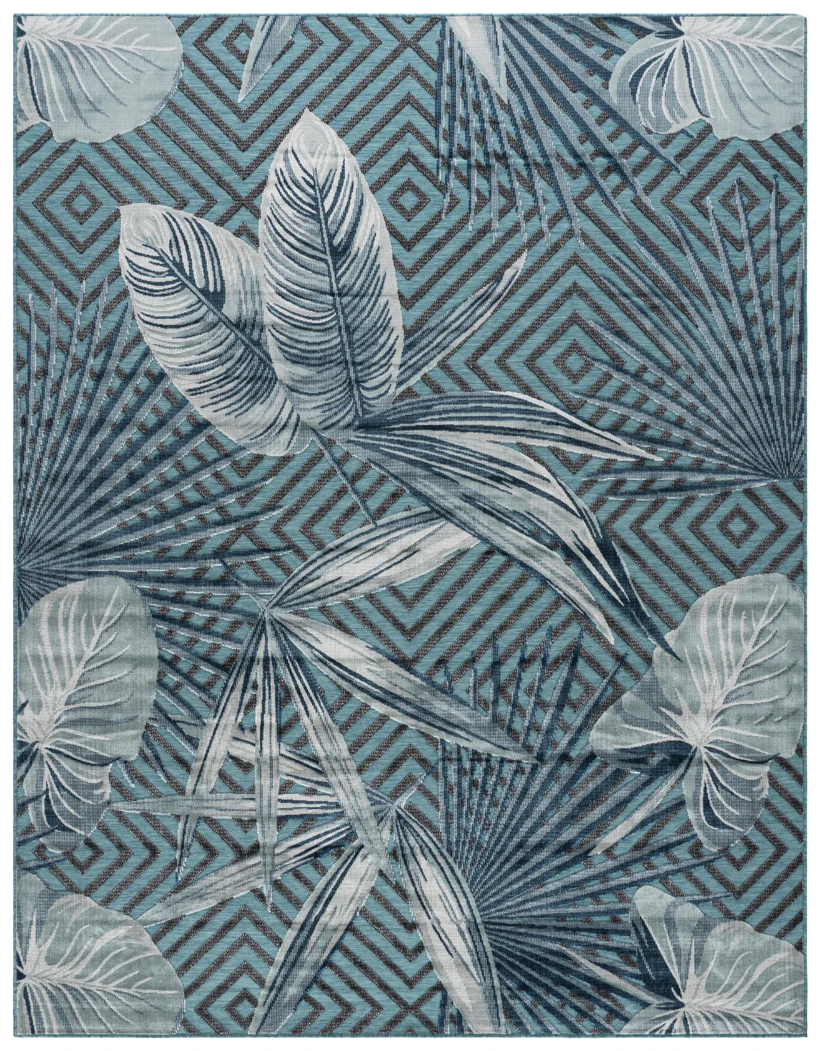 Cabana Geometric Palm Leaf Outdoor Rug