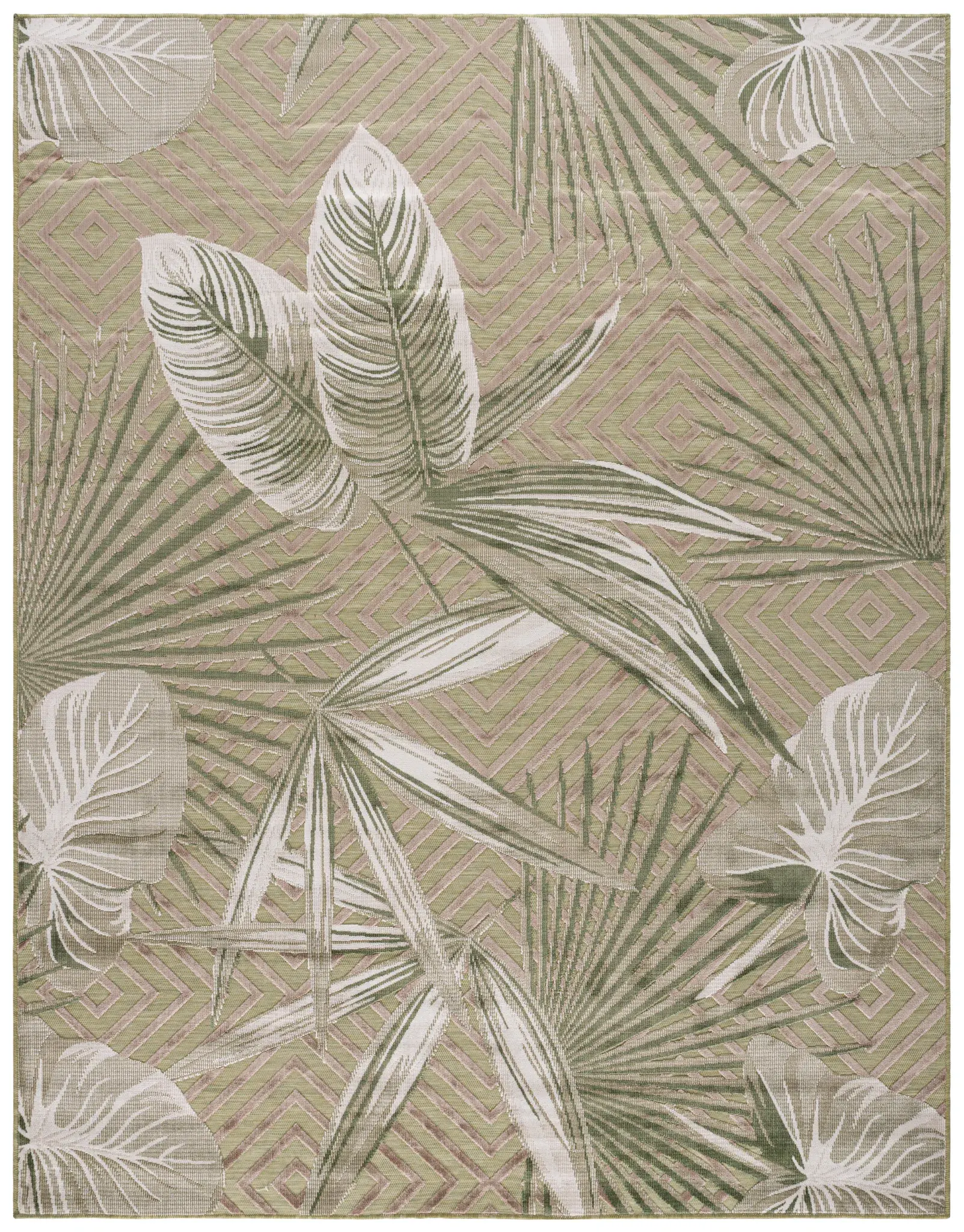 Cabana Geometric Palm Leaf Outdoor Rug