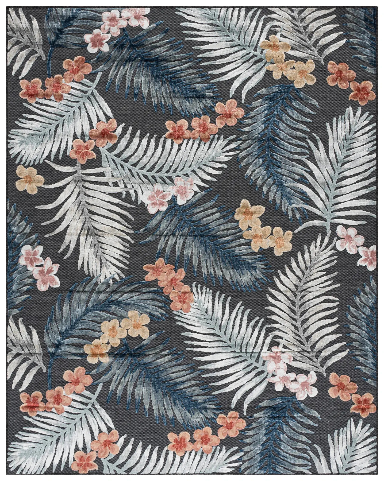 Cabana Palm Leaf And Blossom Outdoor Rug