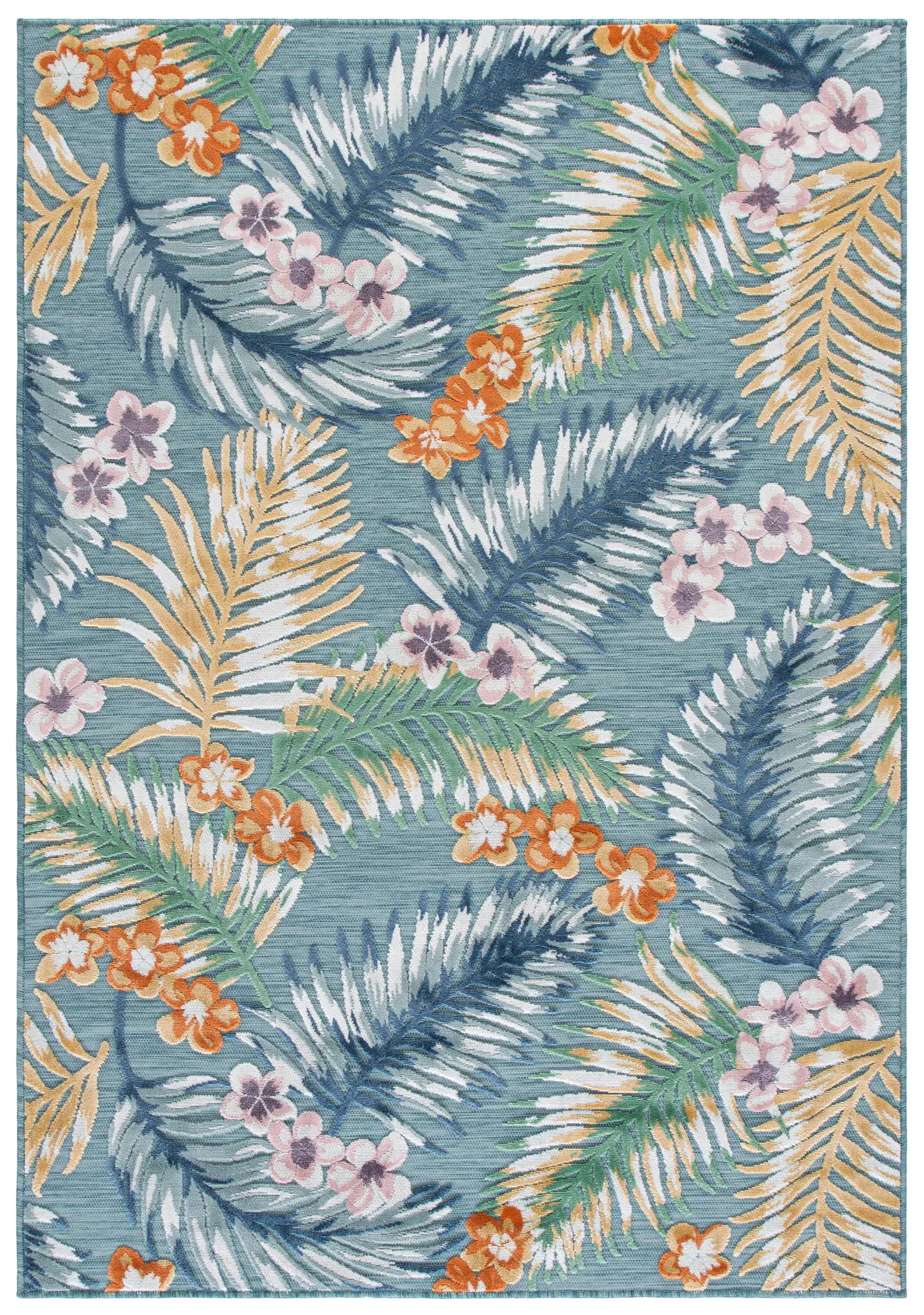 Cabana Palm Leaf And Blossom Outdoor Rug