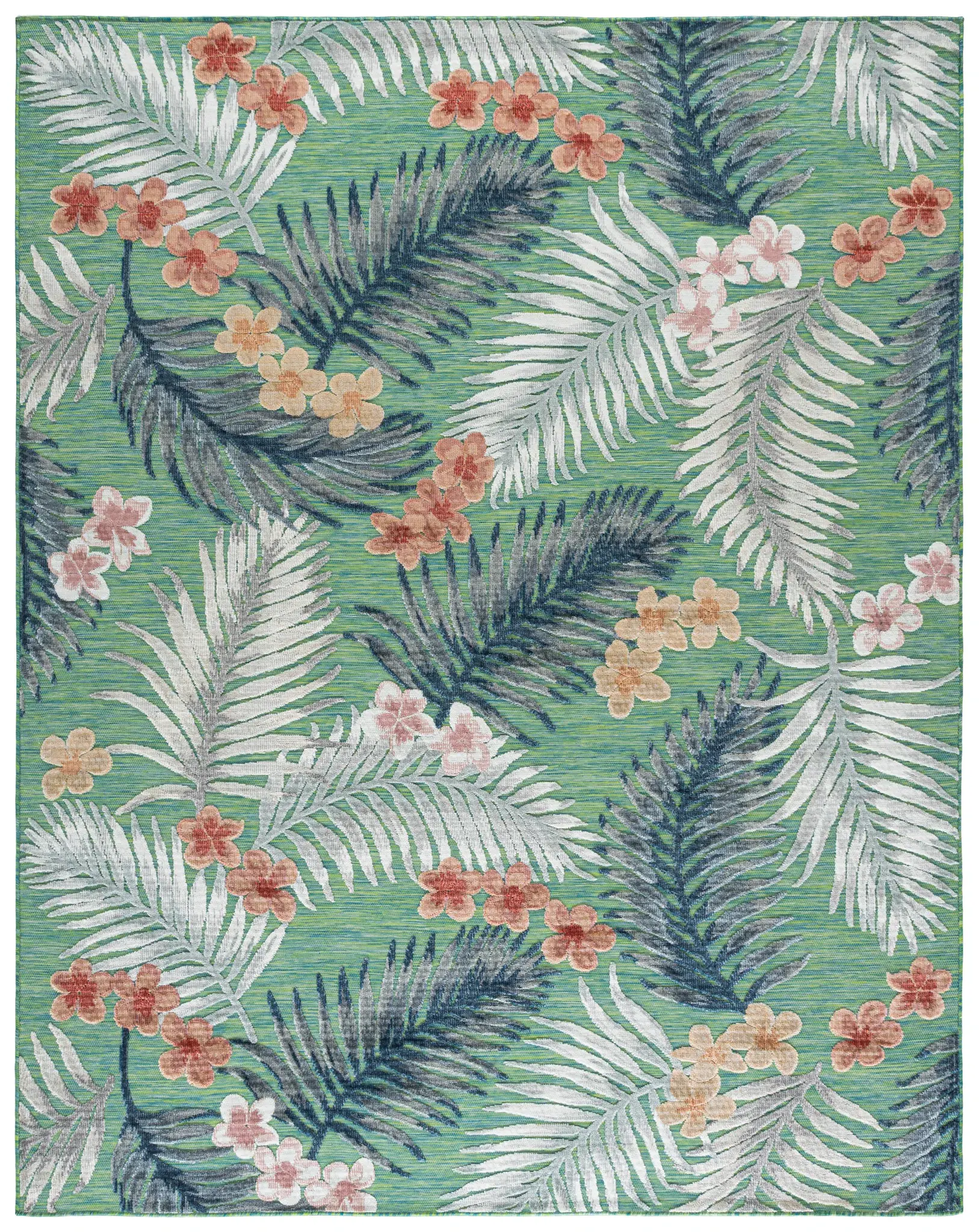 Cabana Palm Leaf And Blossom Outdoor Rug