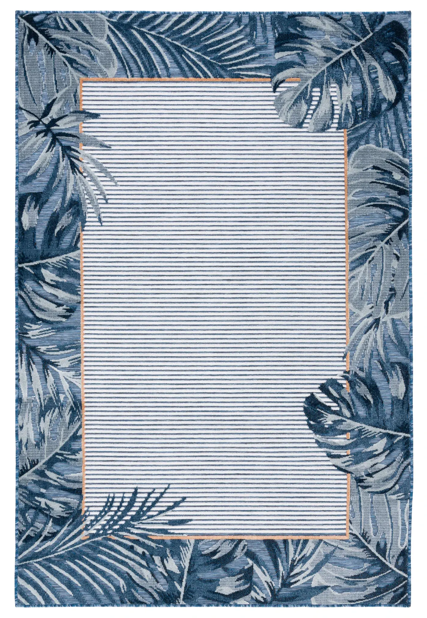 Cabana Striped Tropical Border Outdoor Rug