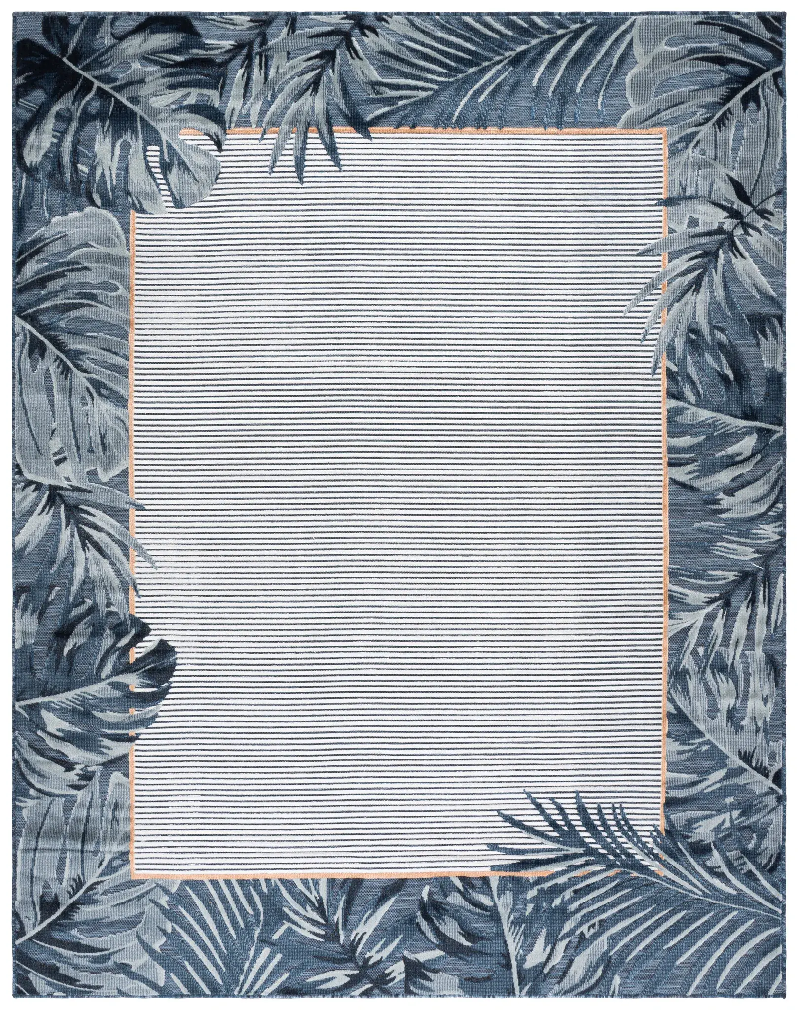 Cabana Striped Tropical Border Outdoor Rug