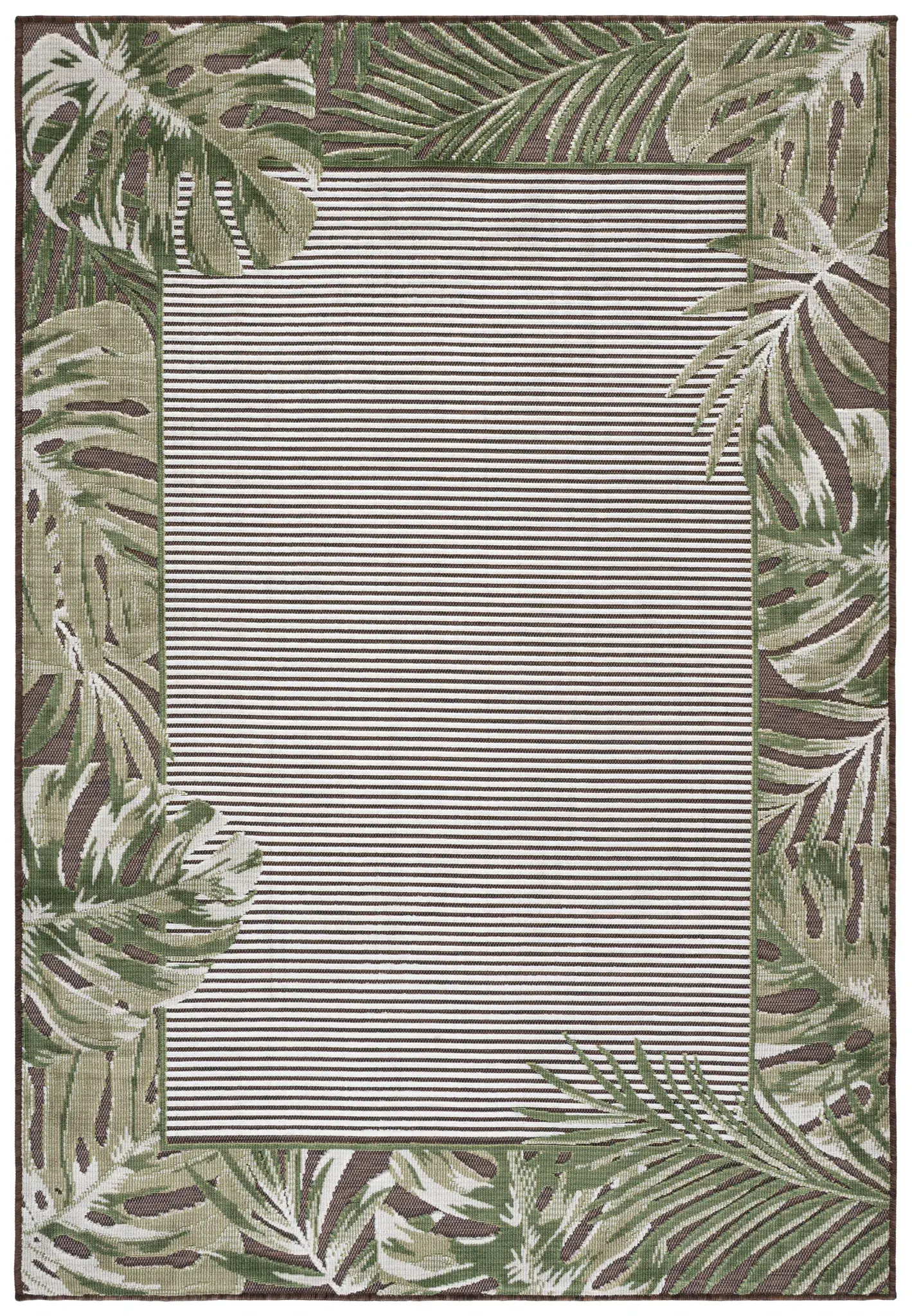 Cabana Striped Tropical Border Outdoor Rug