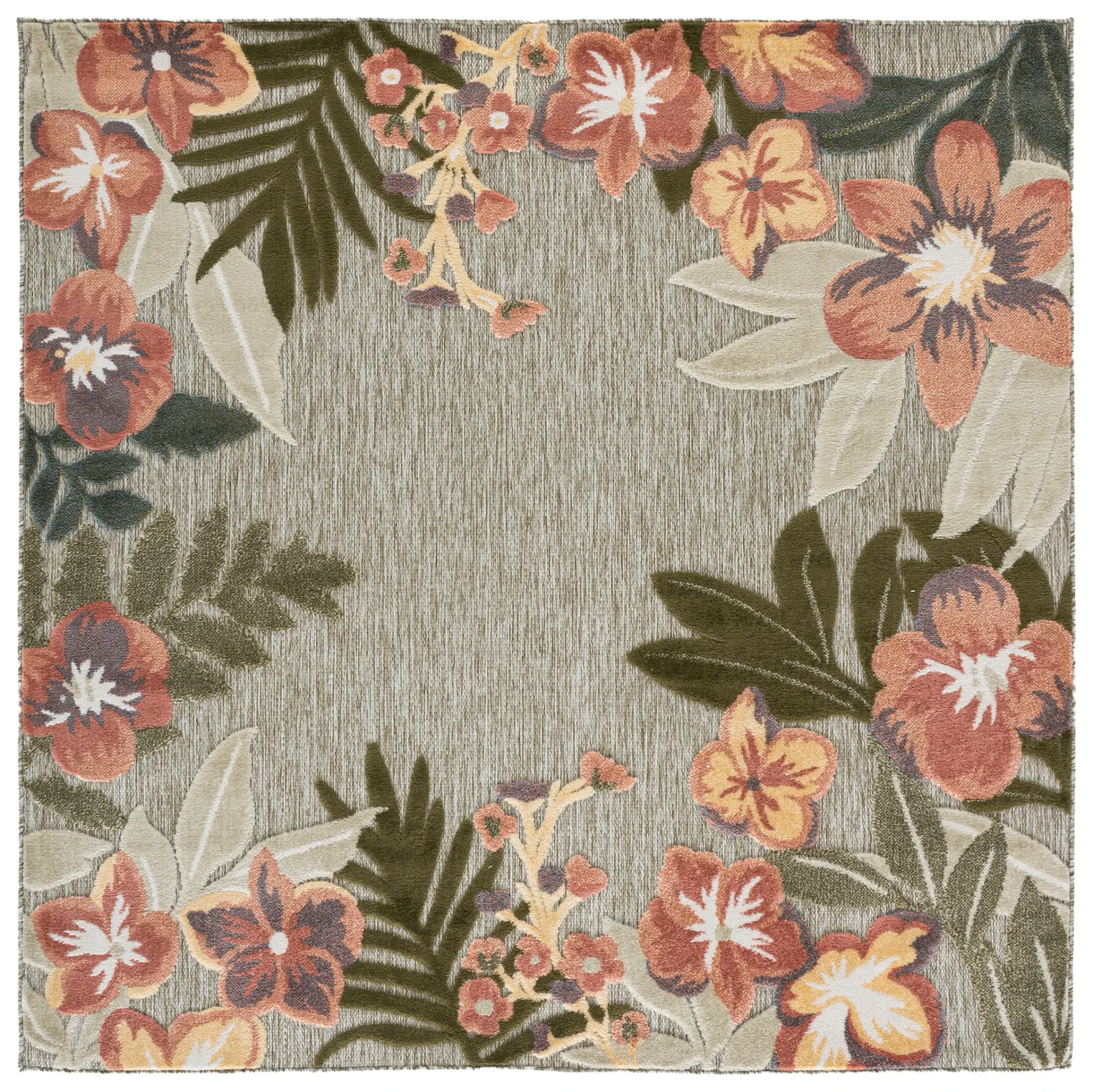 Cabana Botanical Border Outdoor Rug
