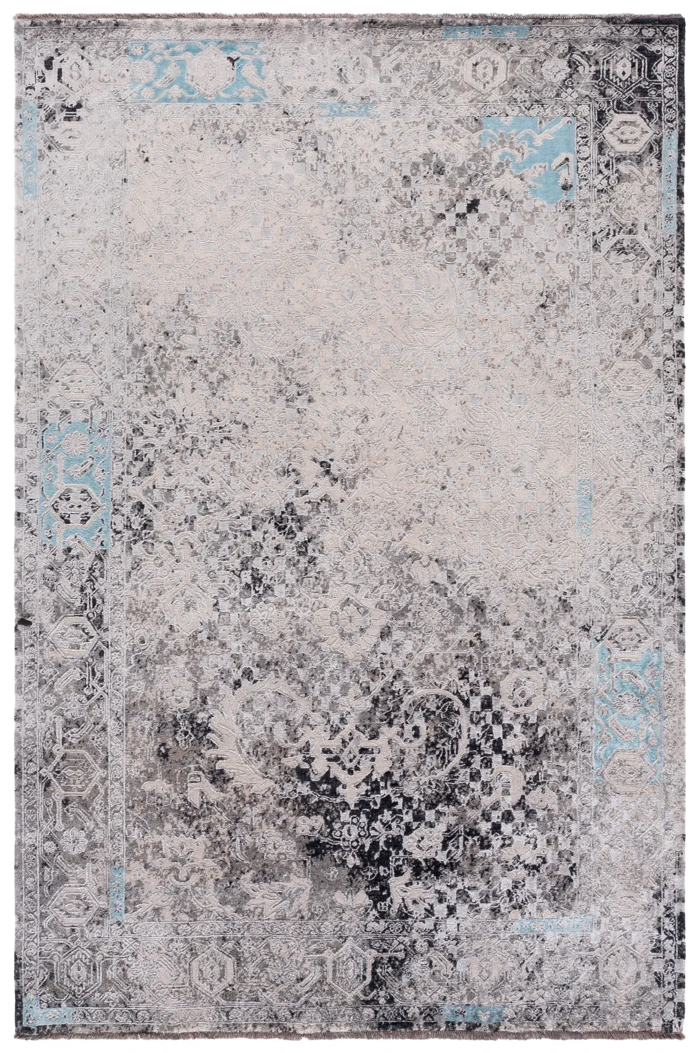 Centennial Distressed Border Hand-Knotted Rug