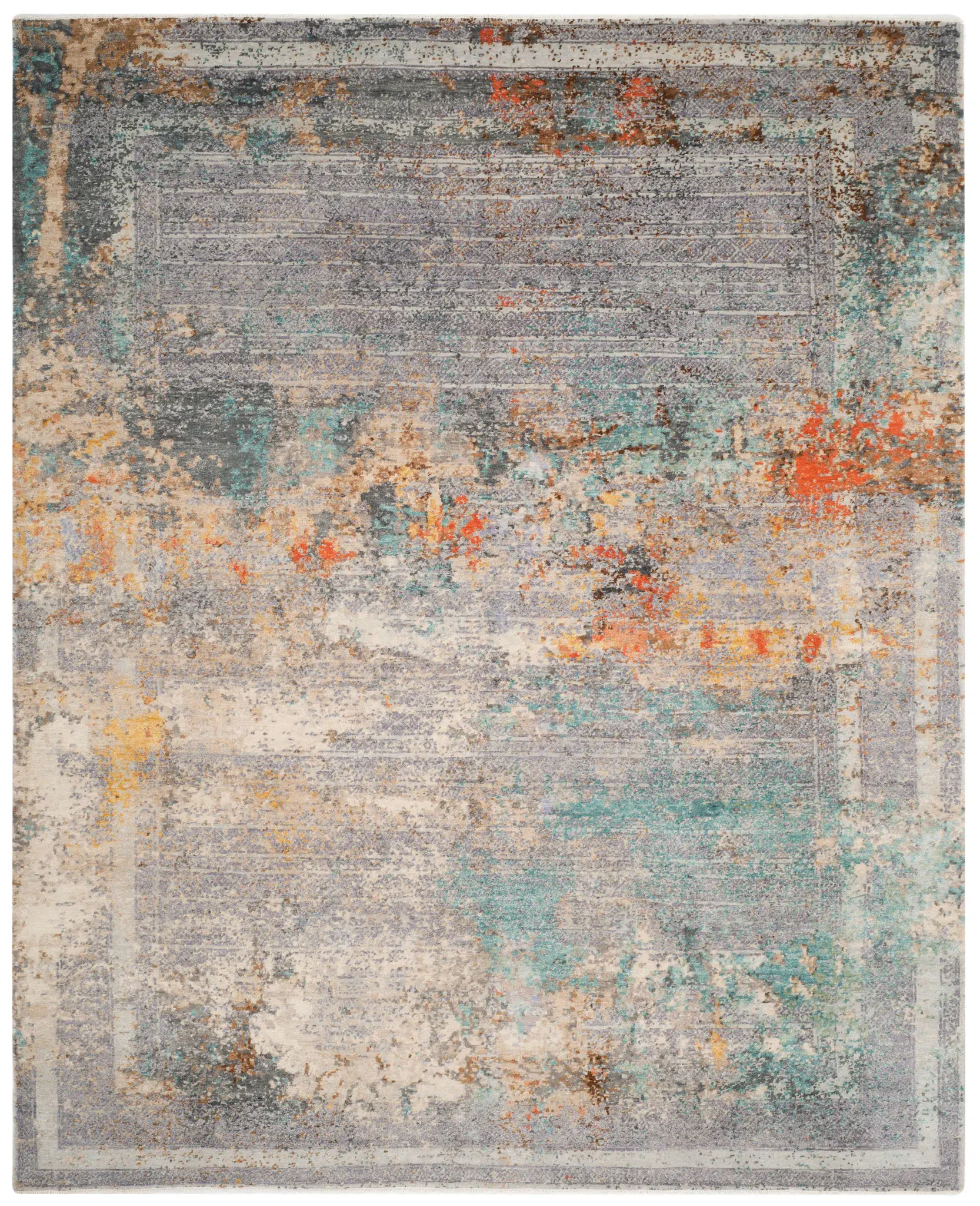 Centennial Distressed Bordered Hand-Knotted Rug