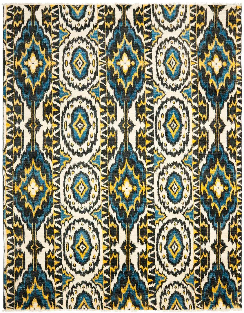 Calcutta Ikat Seychelles Hand-Knotted Wool Rug