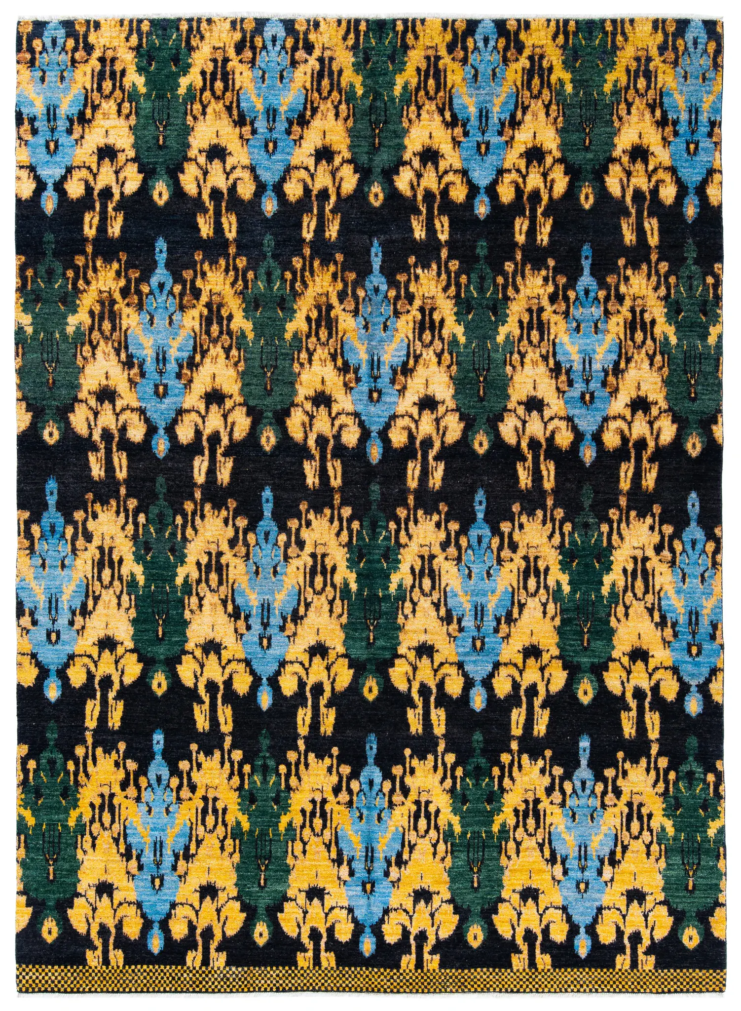 Calcutta Ikat Raj Palace Hand-Knotted Wool Rug