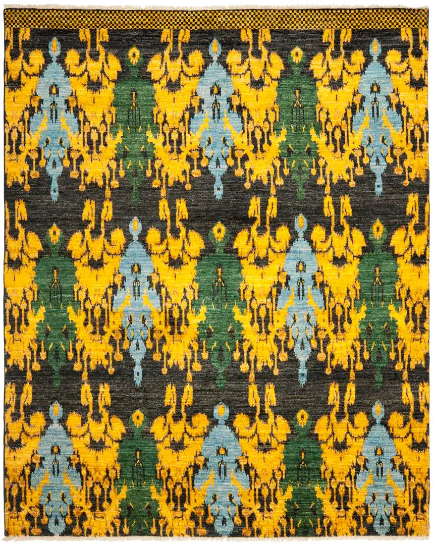 Calcutta Ikat Raj Palace Hand-Knotted Wool Rug