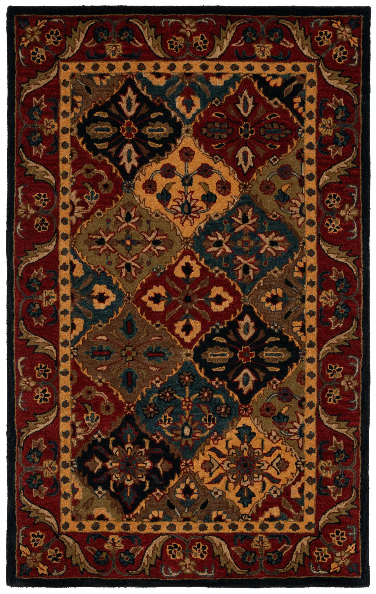 Classic Traditional Floral Tile Hand-Tufted Wool Rug