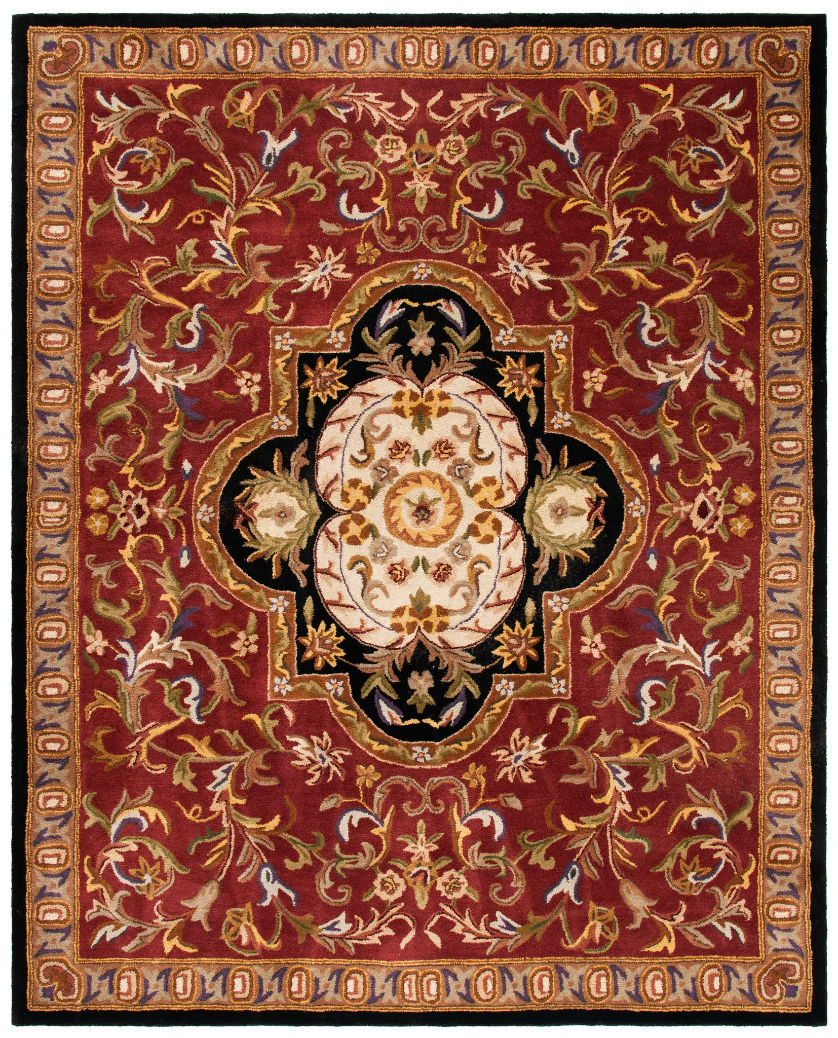 Classic Floral Medallion Hand-Tufted Wool Rug