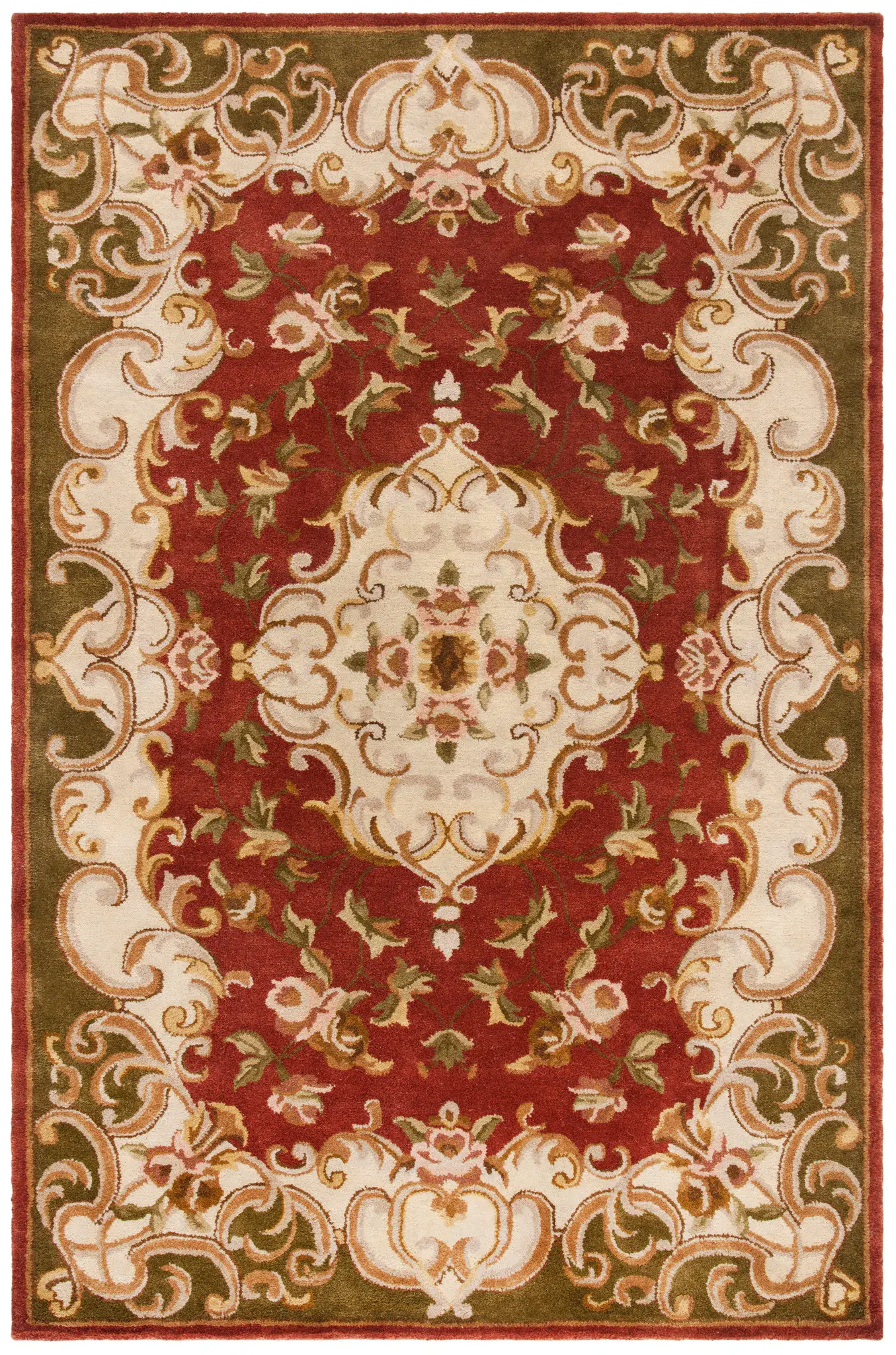 Classic Traditional Oval Floral Medallion Hand-Tufted Wool Rug