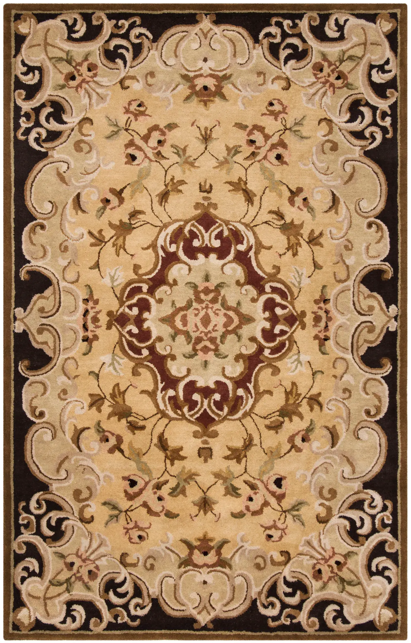 Classic Traditional Oval Floral Medallion Hand-Tufted Wool Rug