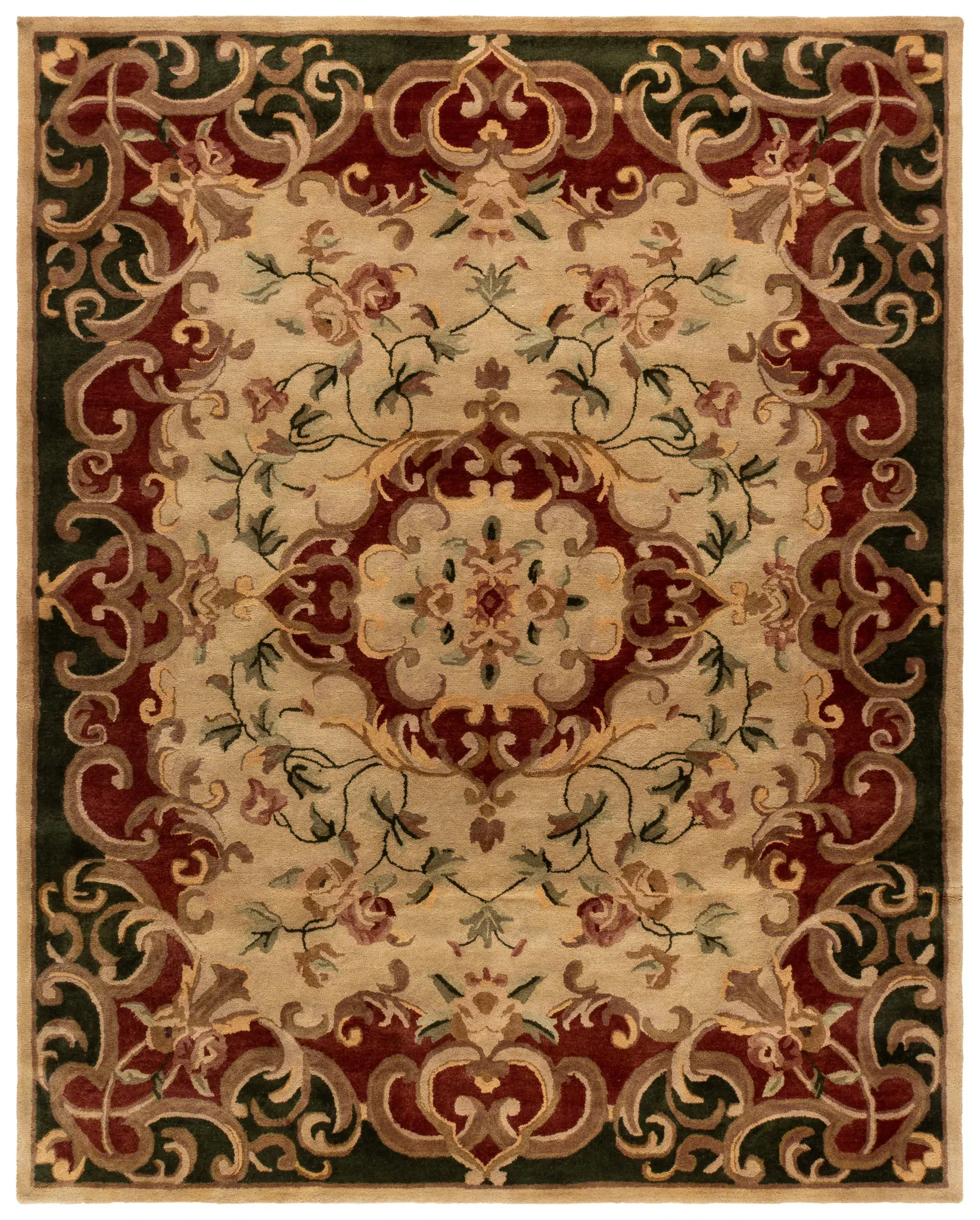 Classic Traditional Oval Floral Medallion Hand-Tufted Wool Rug