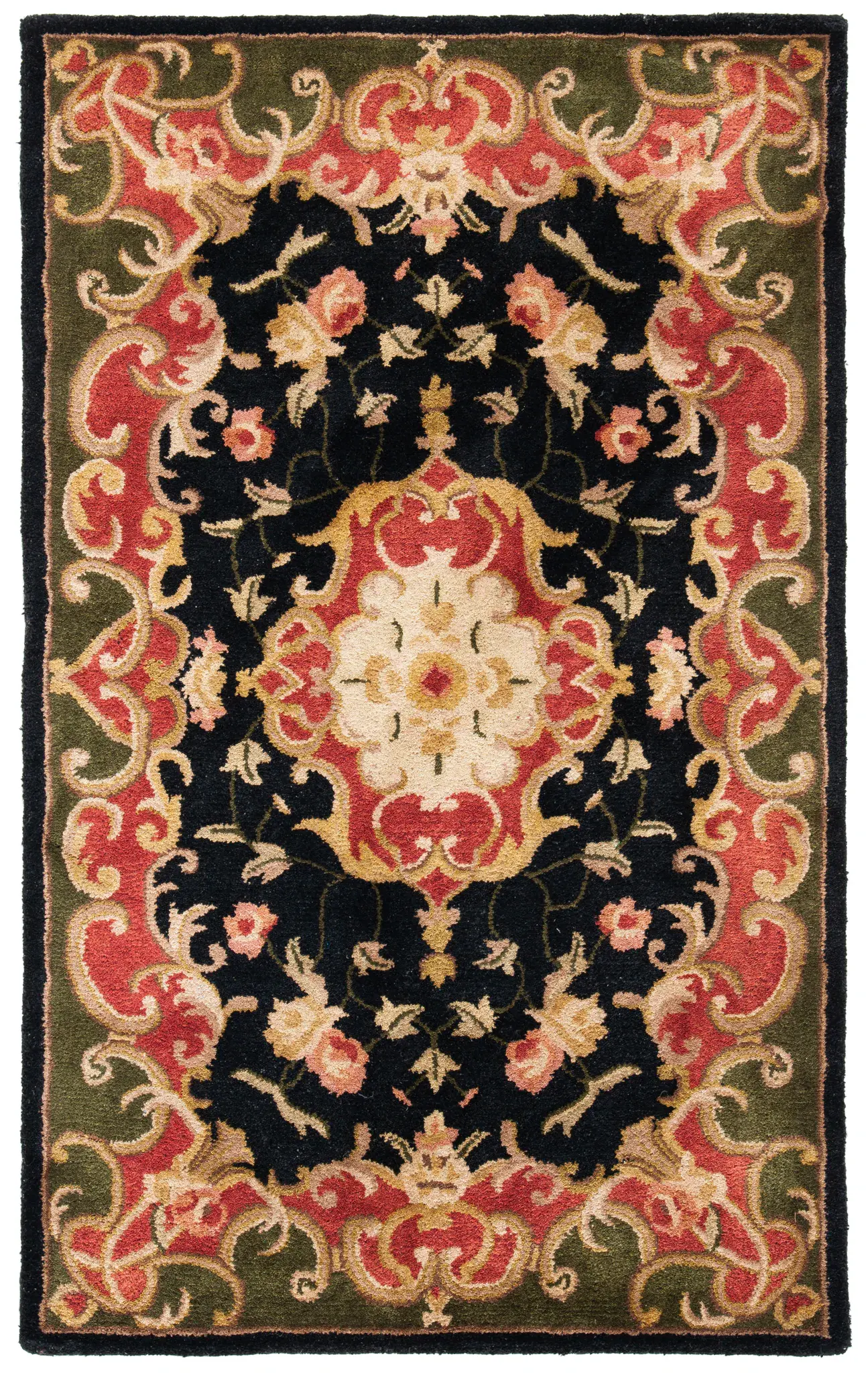 Classic Traditional Oval Floral Medallion Hand-Tufted Wool Rug