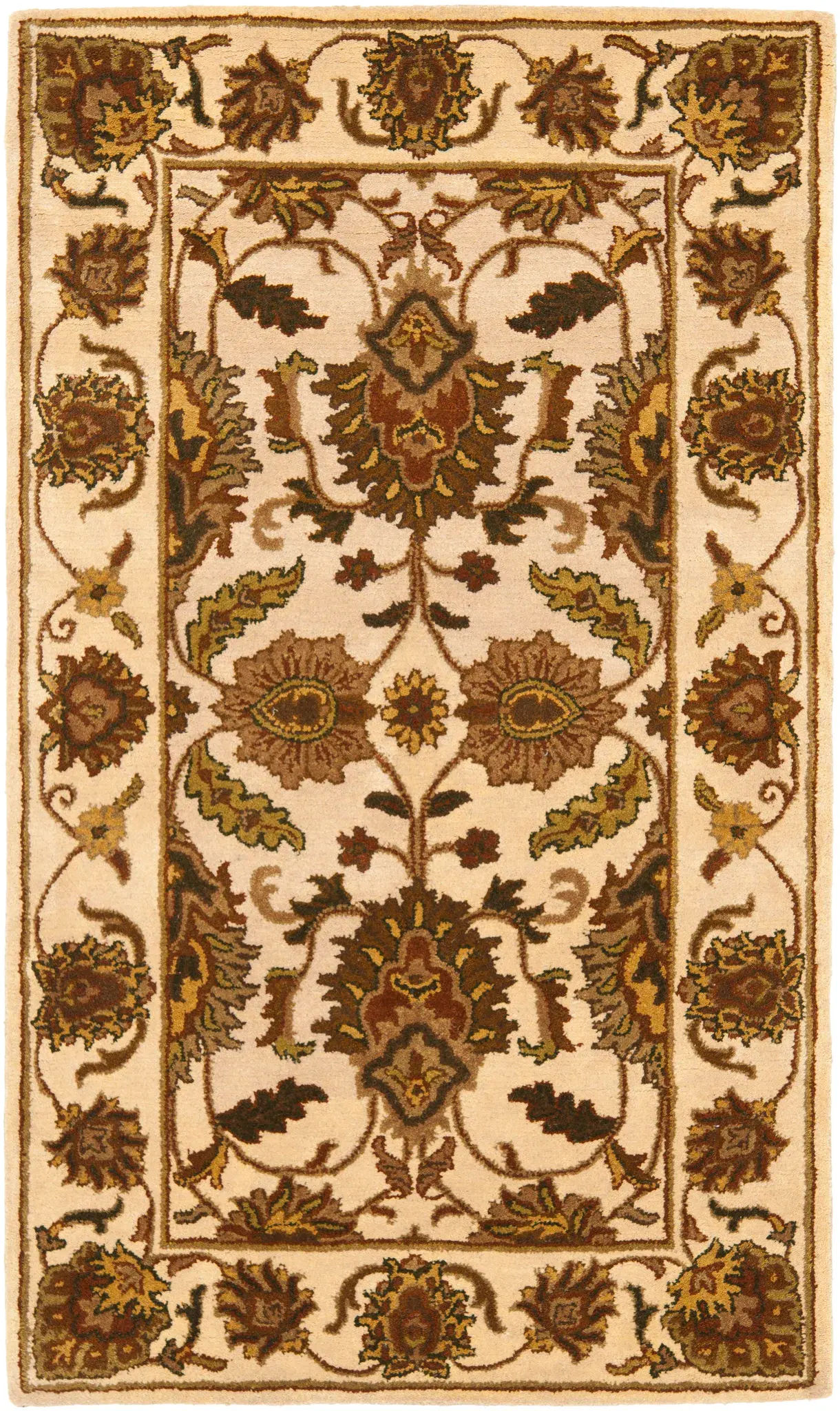 Classic Floral Bordered Hand-Tufted Wool Rug