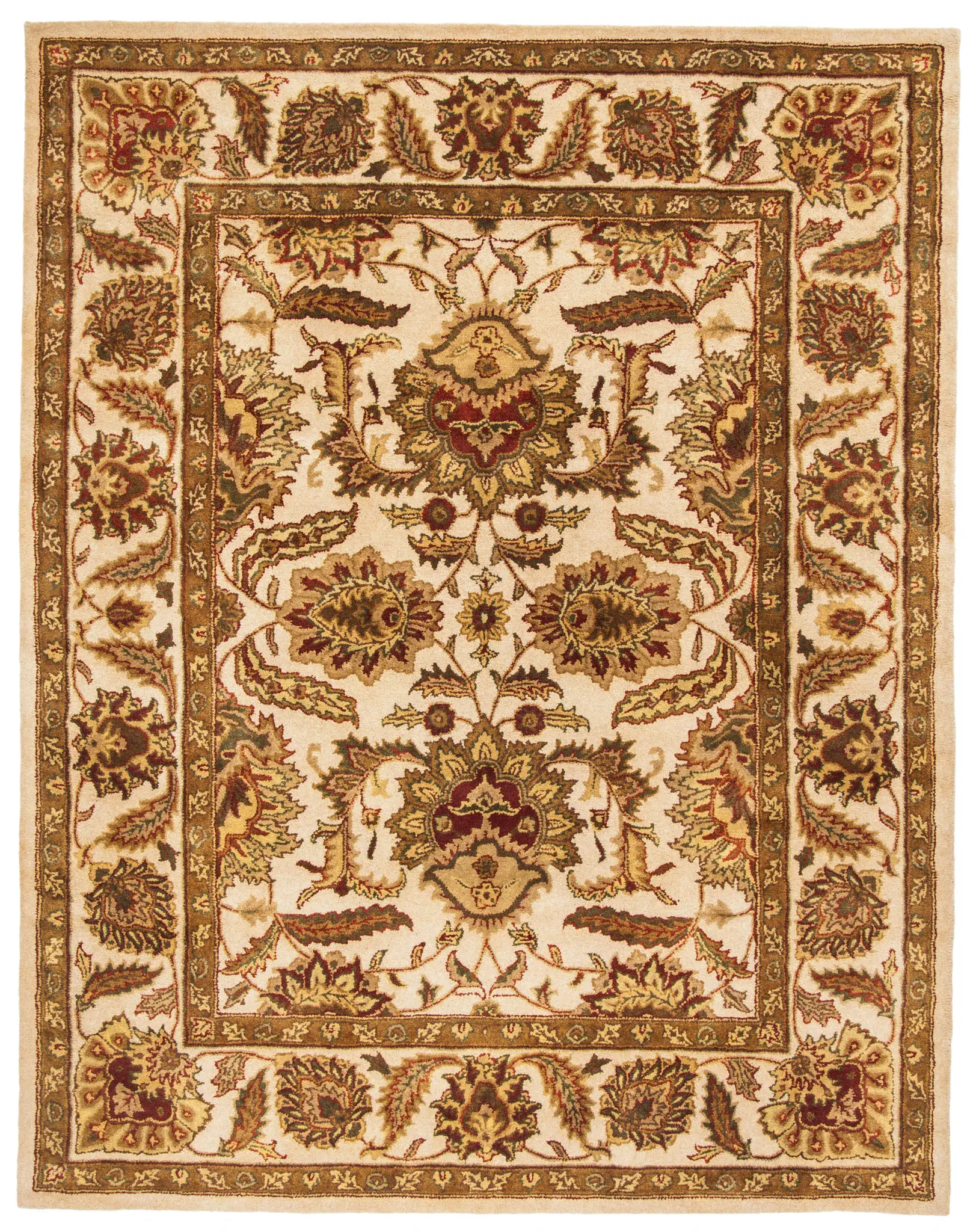 Classic Floral Bordered Hand-Tufted Wool Rug