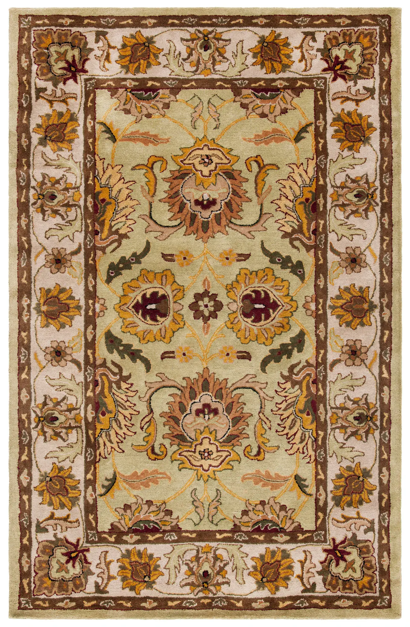 Classic Floral Bordered Hand-Tufted Wool Rug