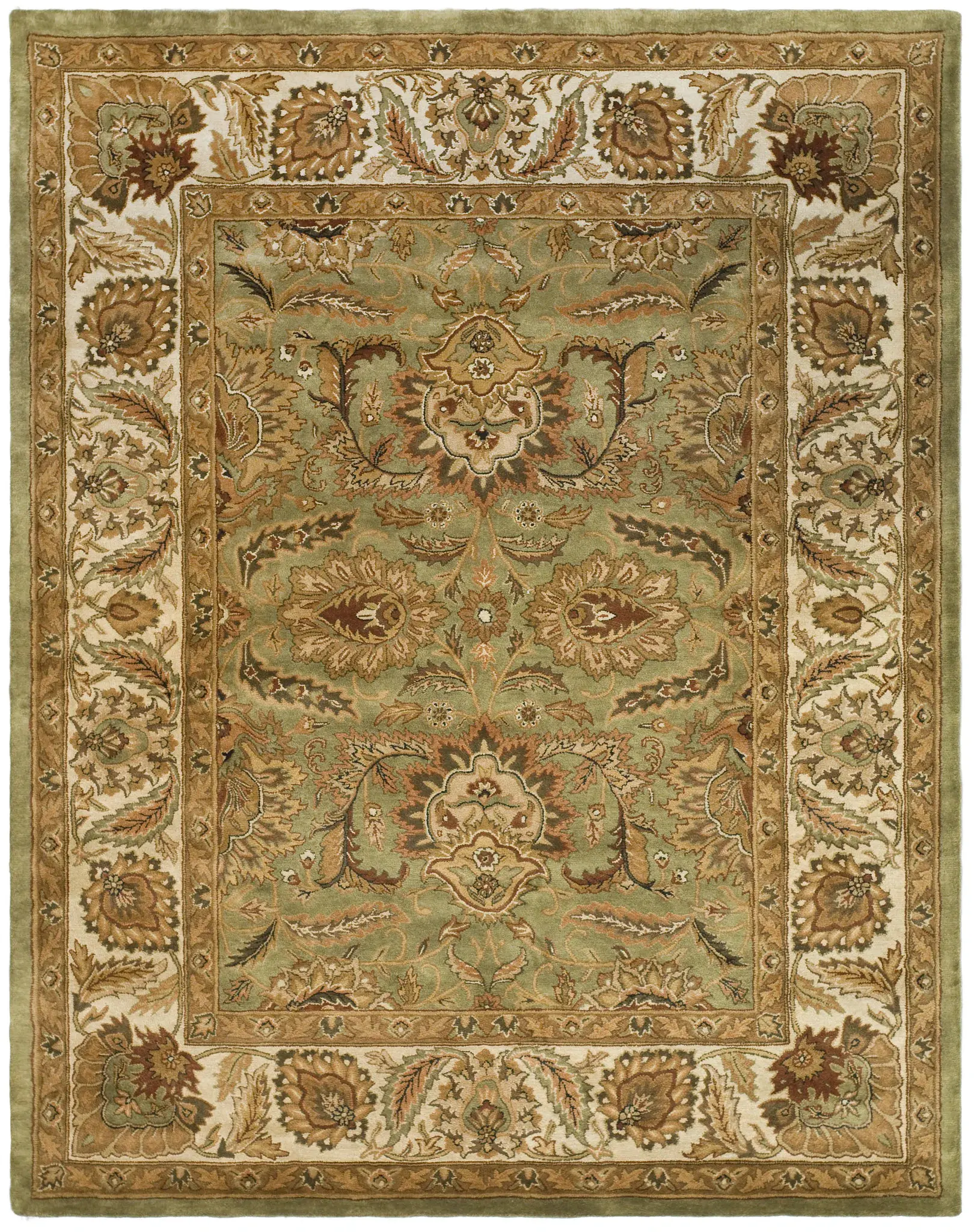 Classic Floral Bordered Hand-Tufted Wool Rug