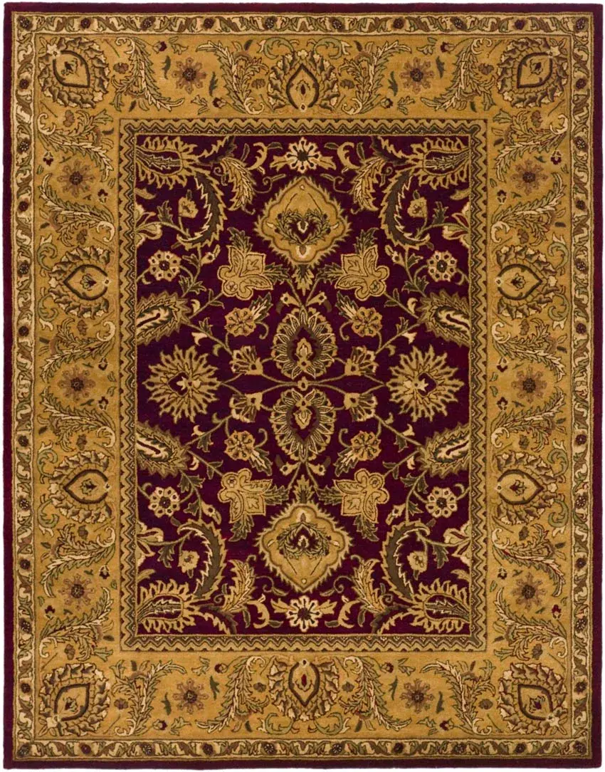 Classic Vine And Blossom Bordered Hand-Tufted Wool Rug