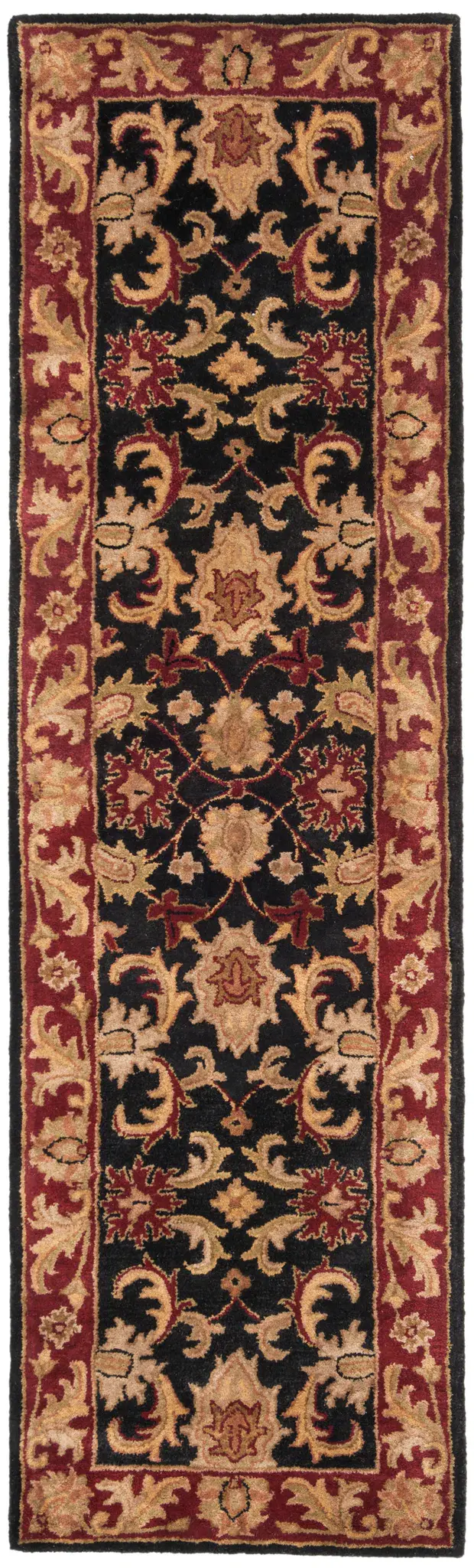 Classic Vine And Blossom Bordered Hand-Tufted Wool Rug