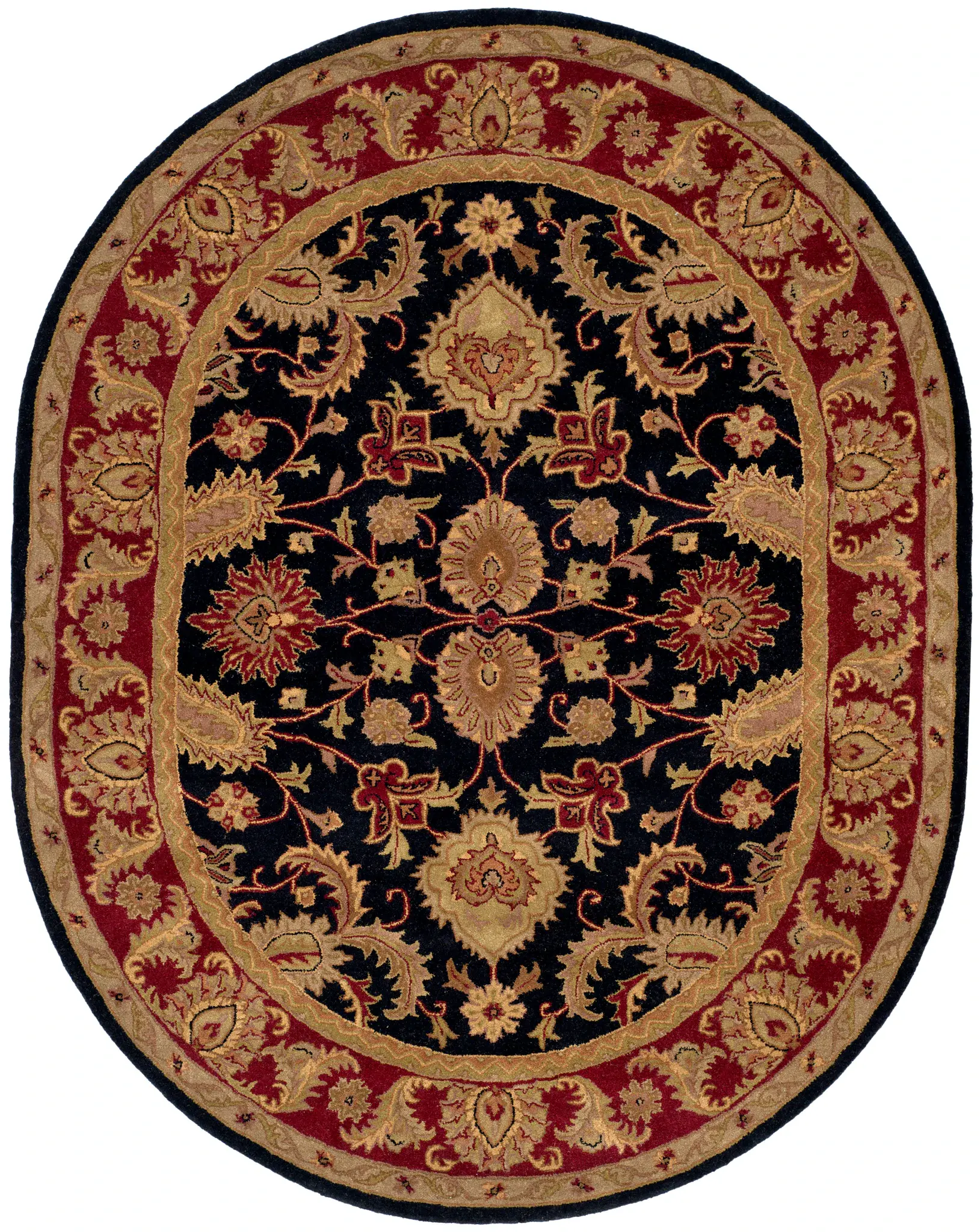 Classic Vine And Blossom Bordered Hand-Tufted Wool Rug