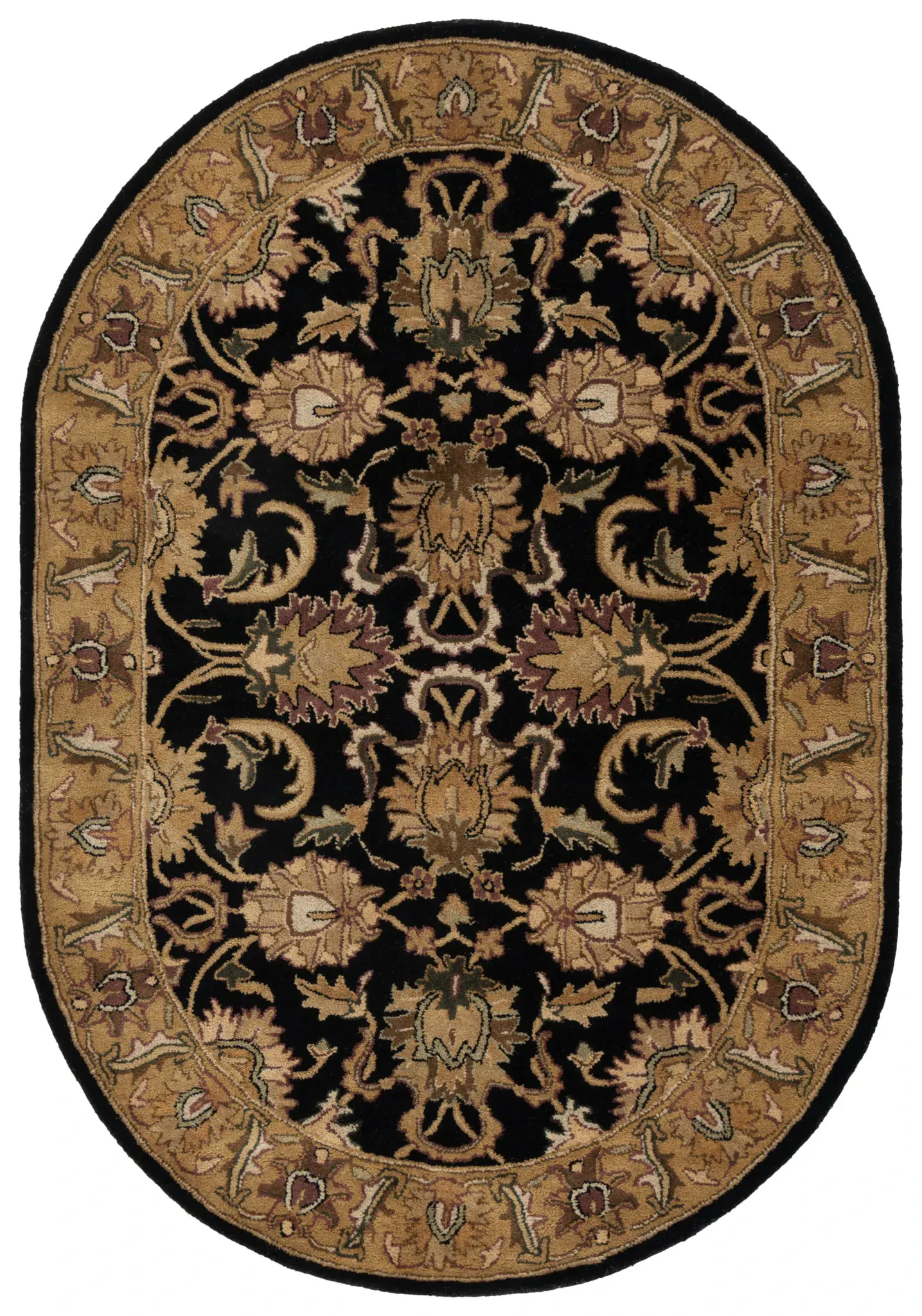Classic Floral Vine Bordered Hand-Tufted Wool Rug