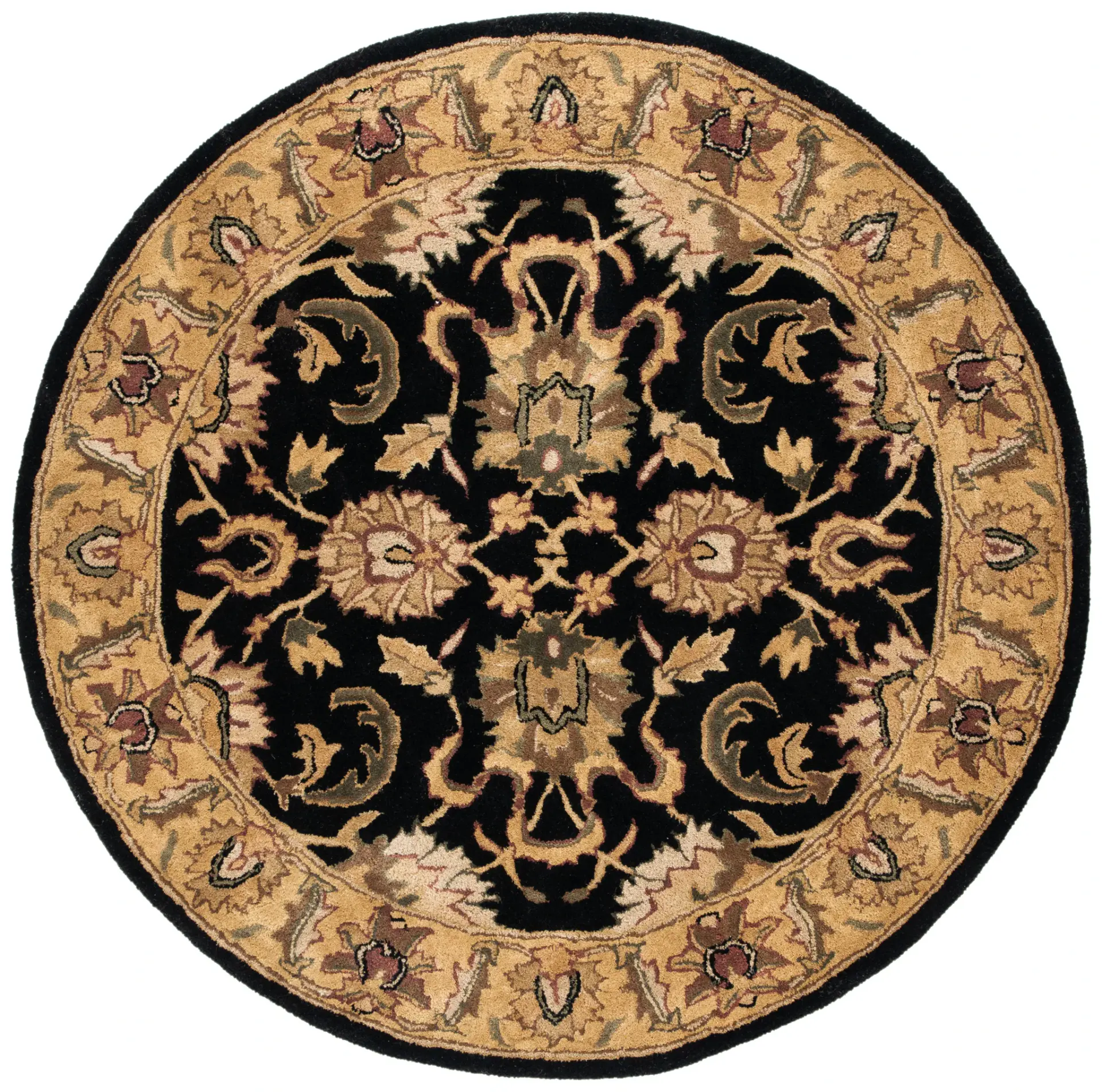 Classic Floral Vine Bordered Hand-Tufted Wool Rug