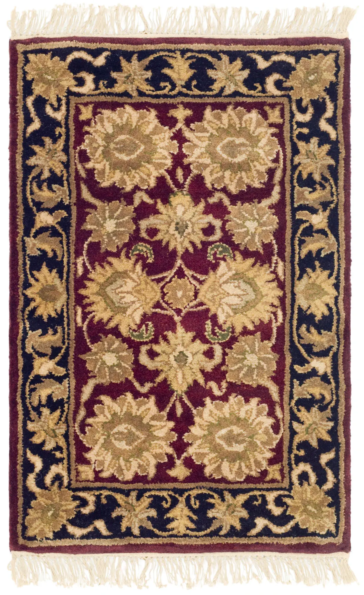 Classic Allover Palmette Bordered Hand-Tufted Wool Rug