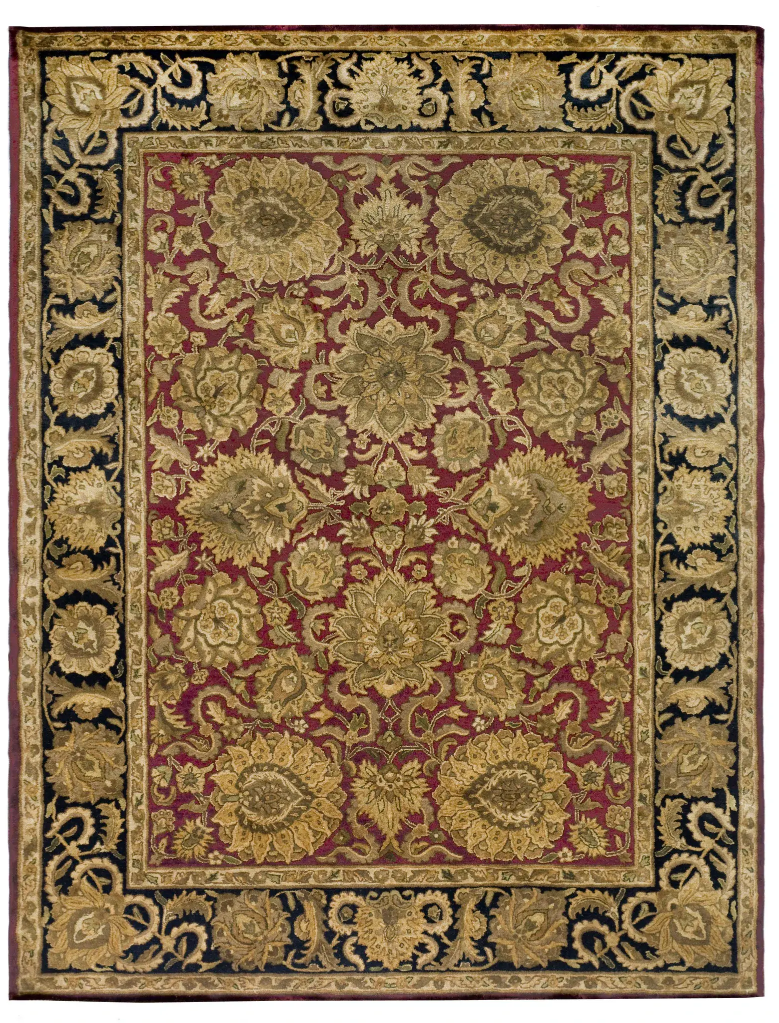 Classic Allover Palmette Bordered Hand-Tufted Wool Rug