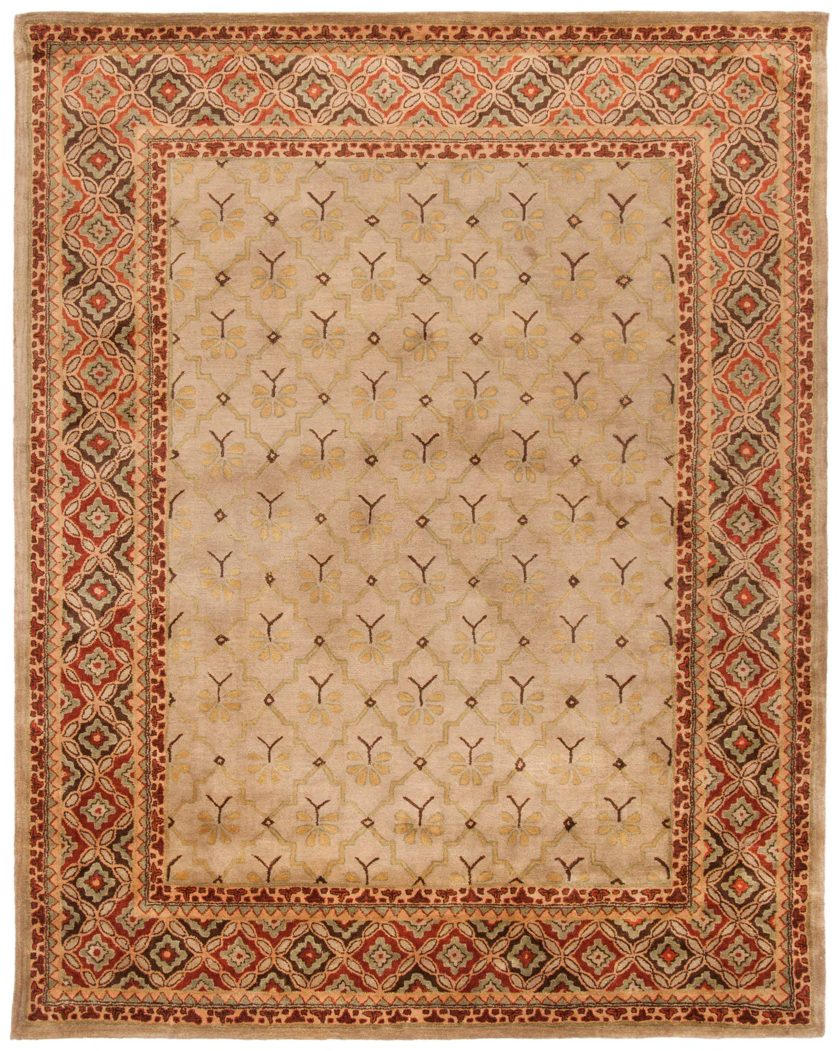 Classic Floral Trellis Hand-Tufted Wool Rug