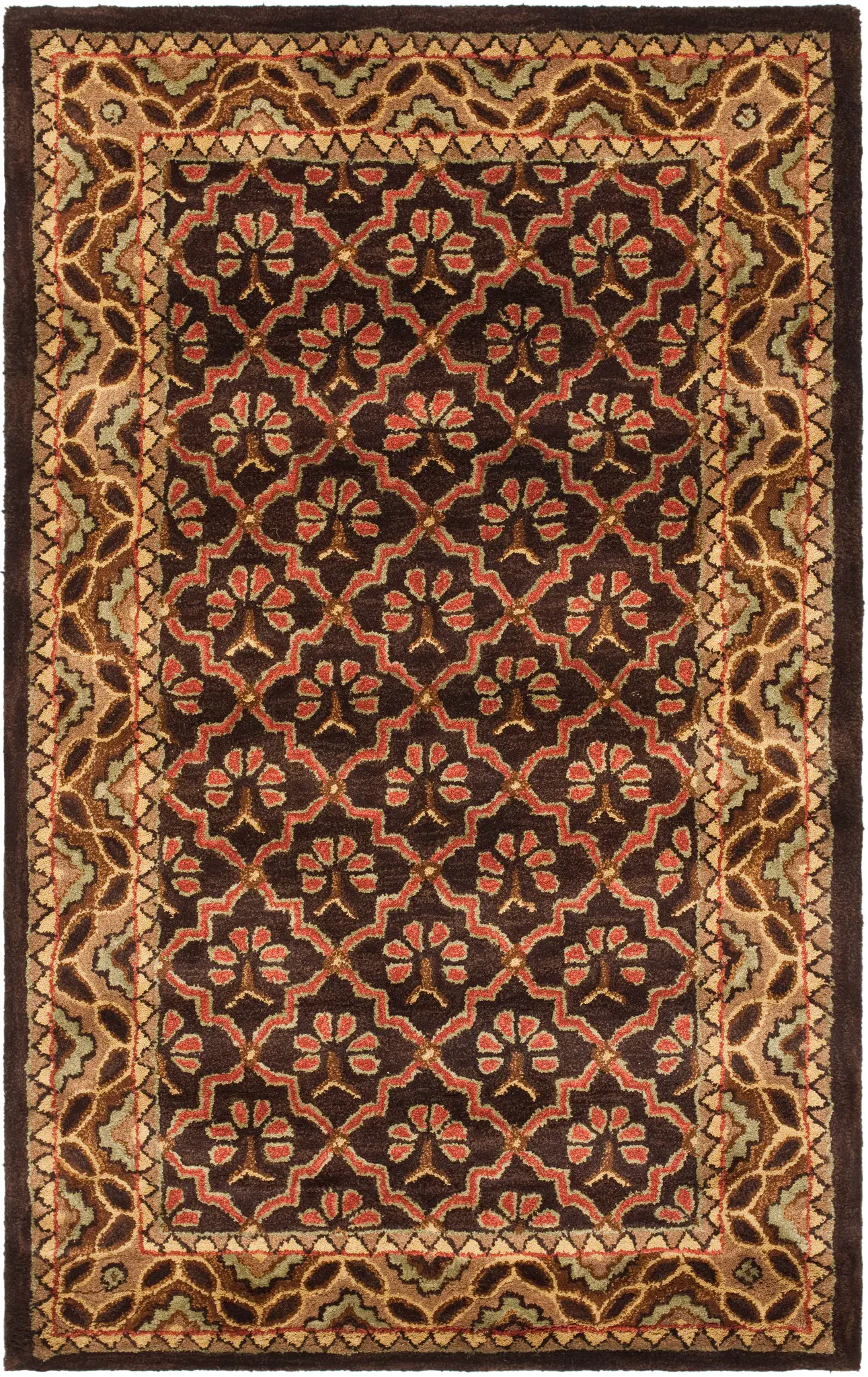 Classic Floral Trellis Hand-Tufted Wool Rug