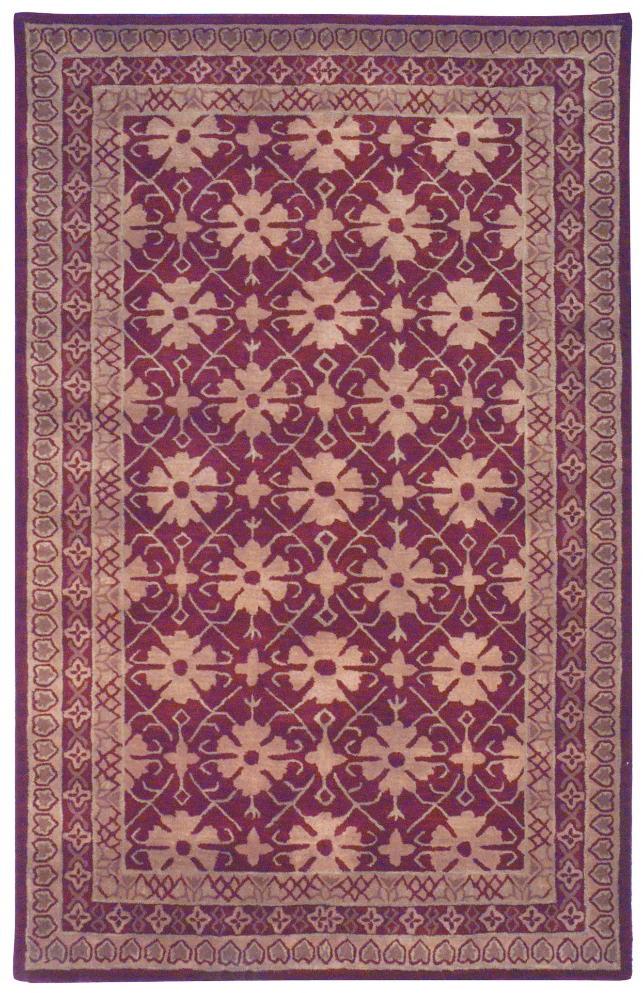 Classic Traditional Blossom Lattice Hand-Tufted Wool Rug